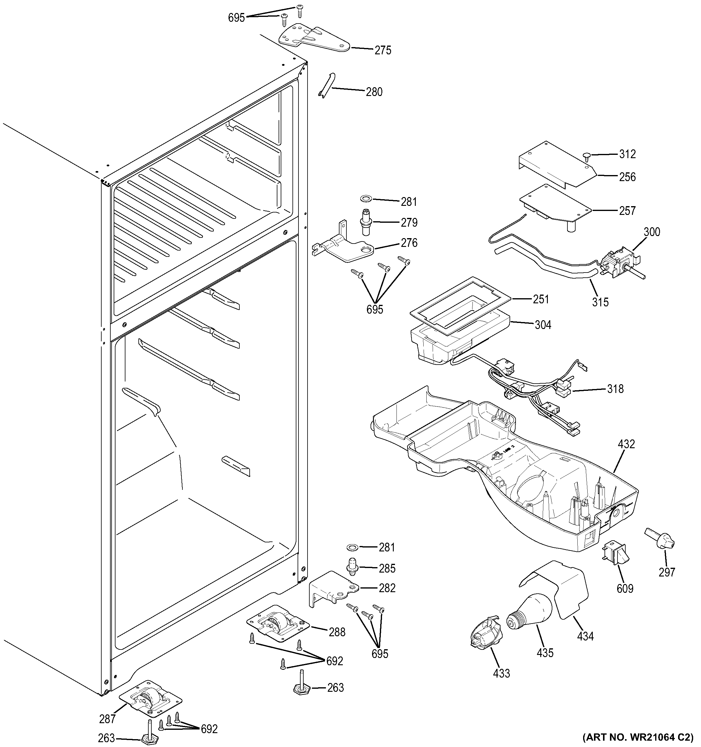 GE GIE18GCHDRSA fresh food section diagram