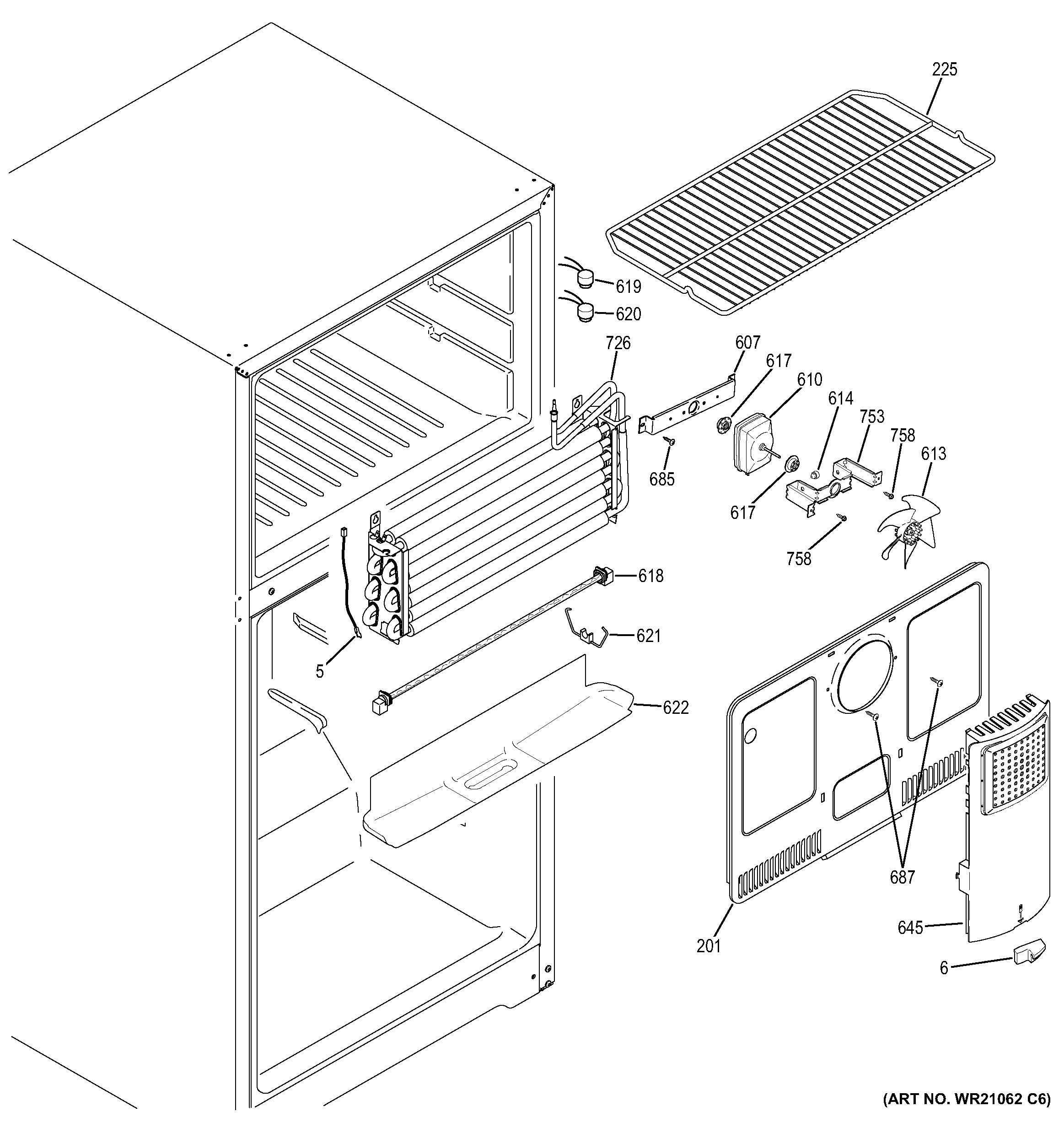 GE GIE18GTHDRBB freezer section diagram