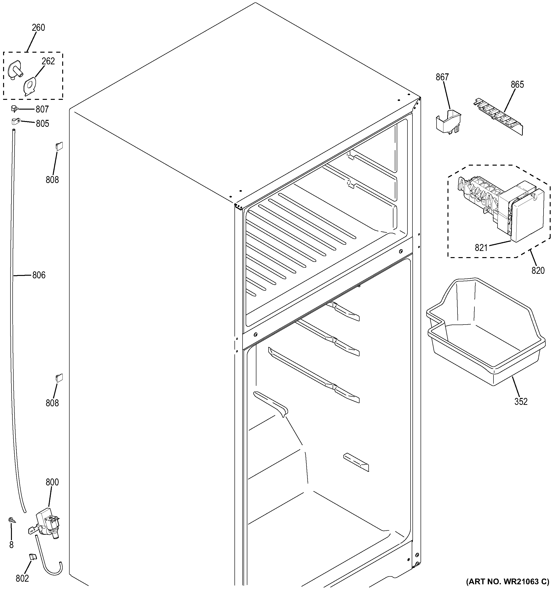 GE GIE18GTHDRBB ice maker diagram