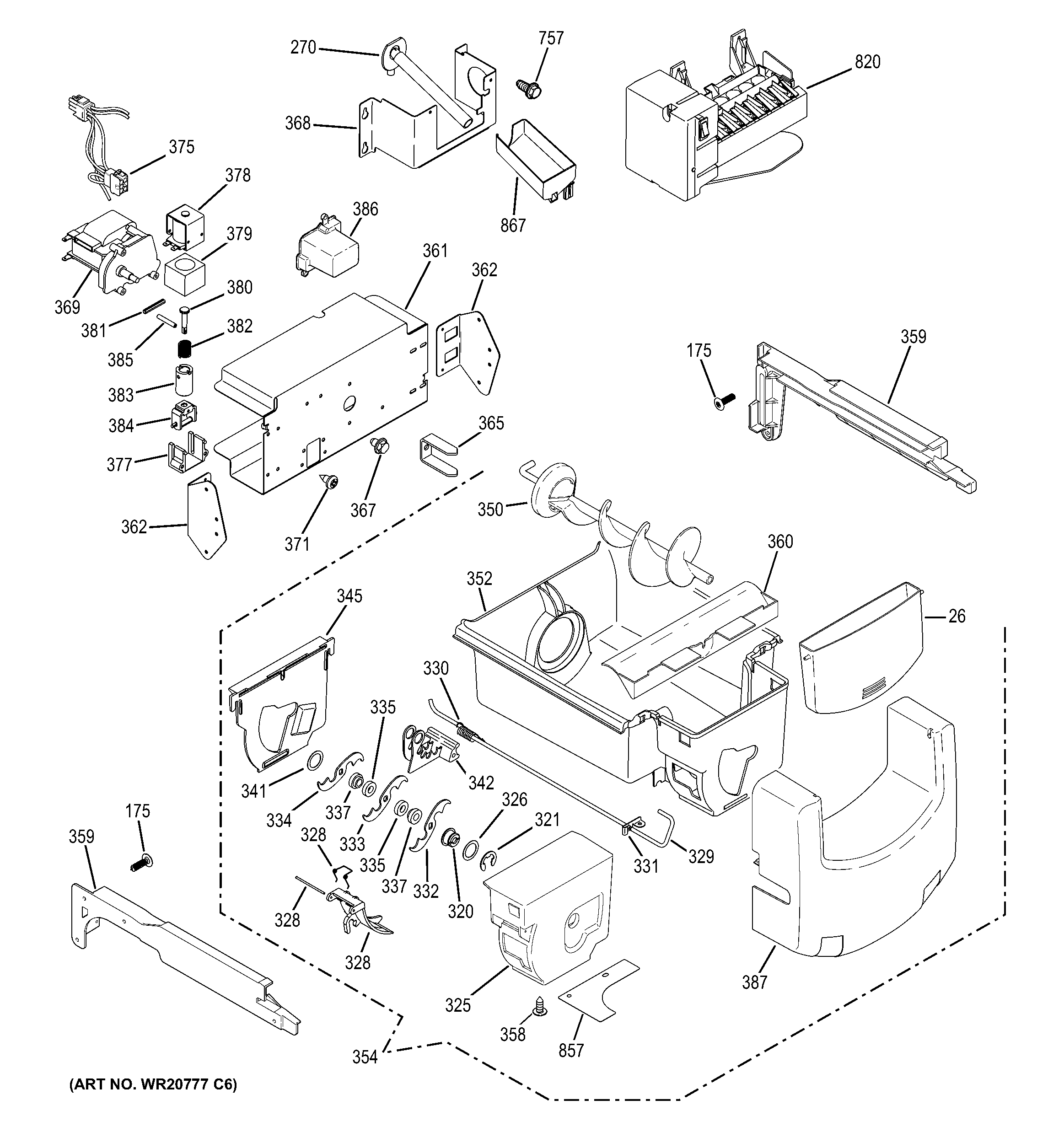 GE GSS23HGHBCWW ice maker & dispenser diagram
