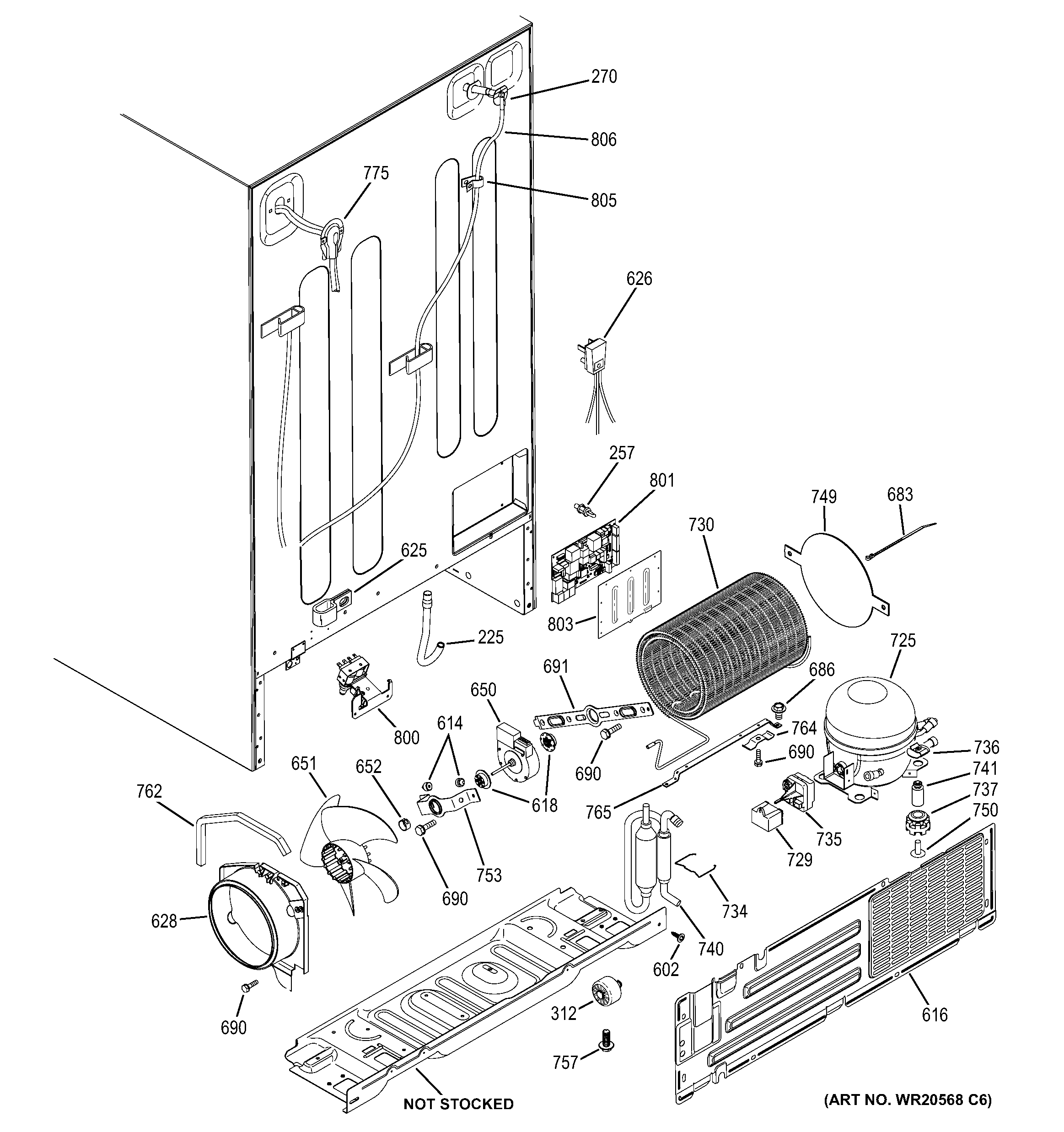 GE GSS23HGHBCWW machine compartment diagram