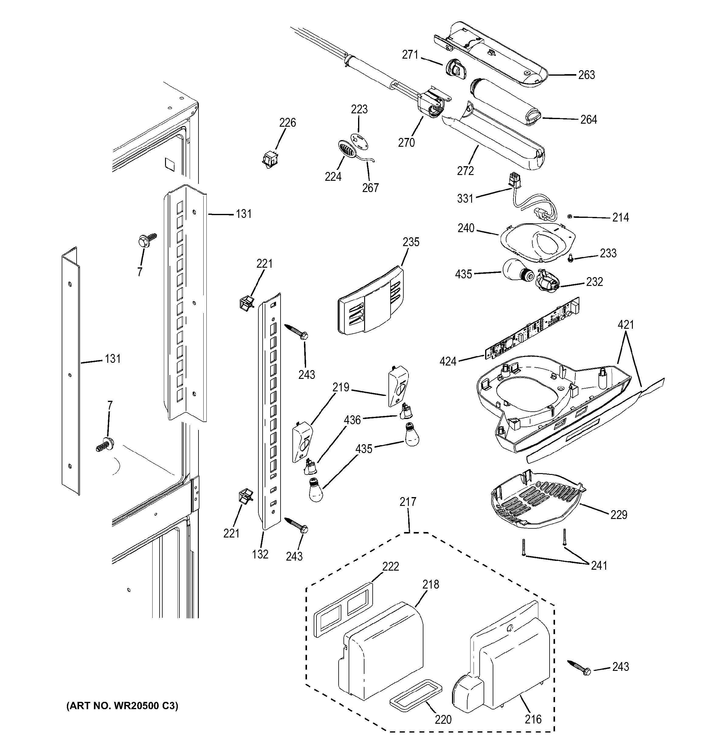 GE PNS20KSHAFSS fresh food section diagram
