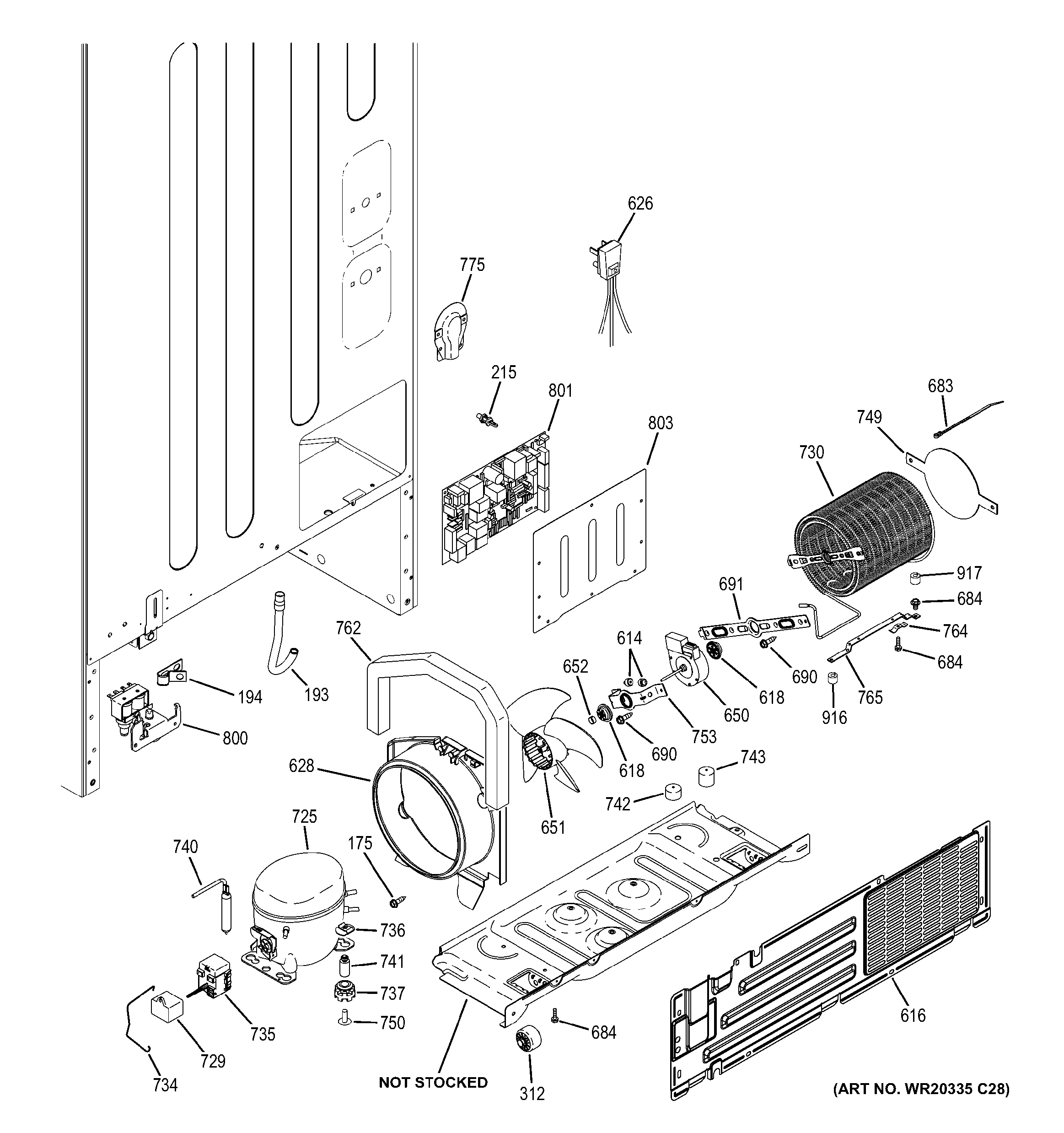 GE PNS20KSHAFSS machine compartment diagram