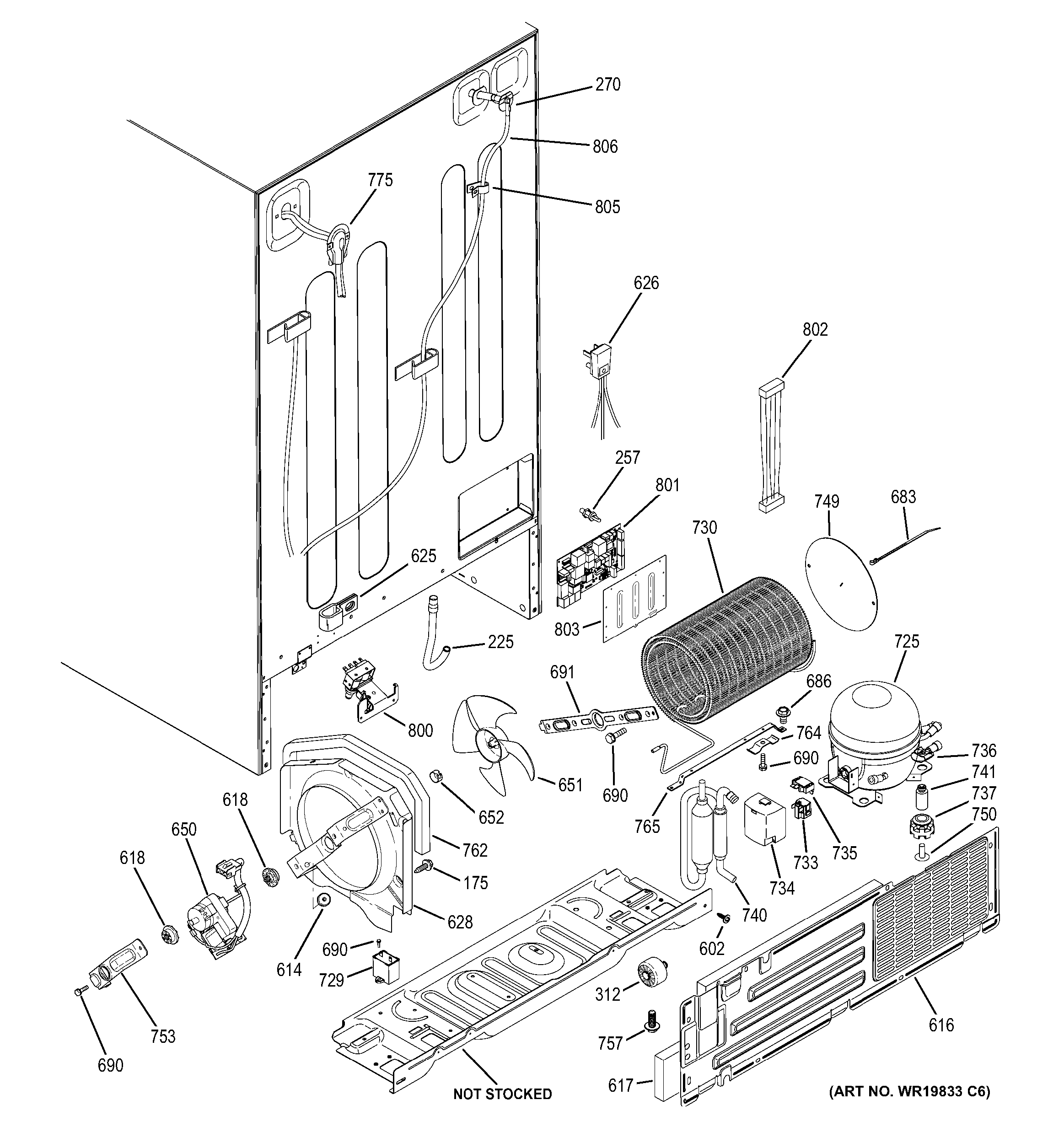 GE PSS26LGSCWW machine compartment diagram