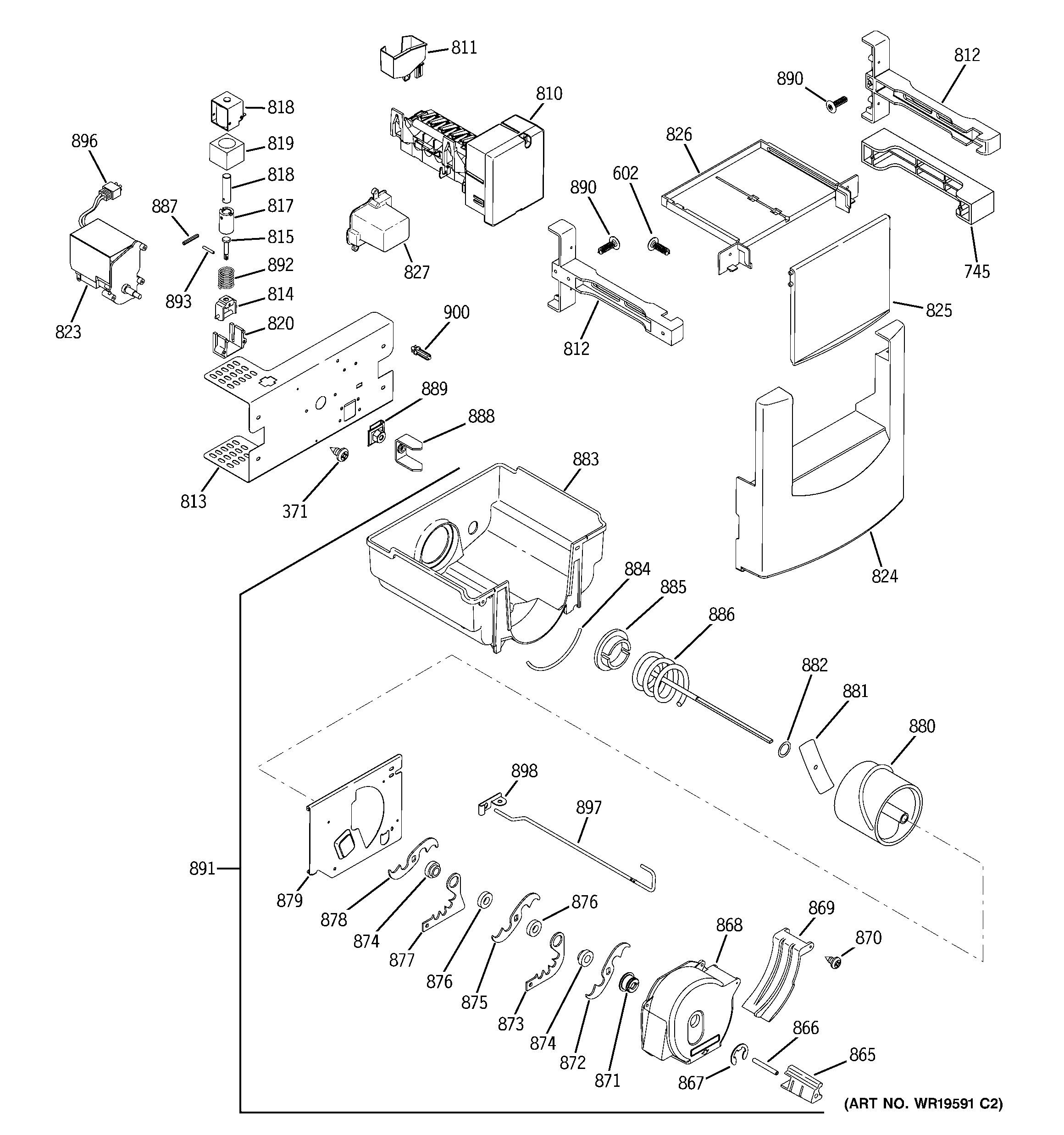 GE ZISS480DRDSS ice maker & dispenser diagram