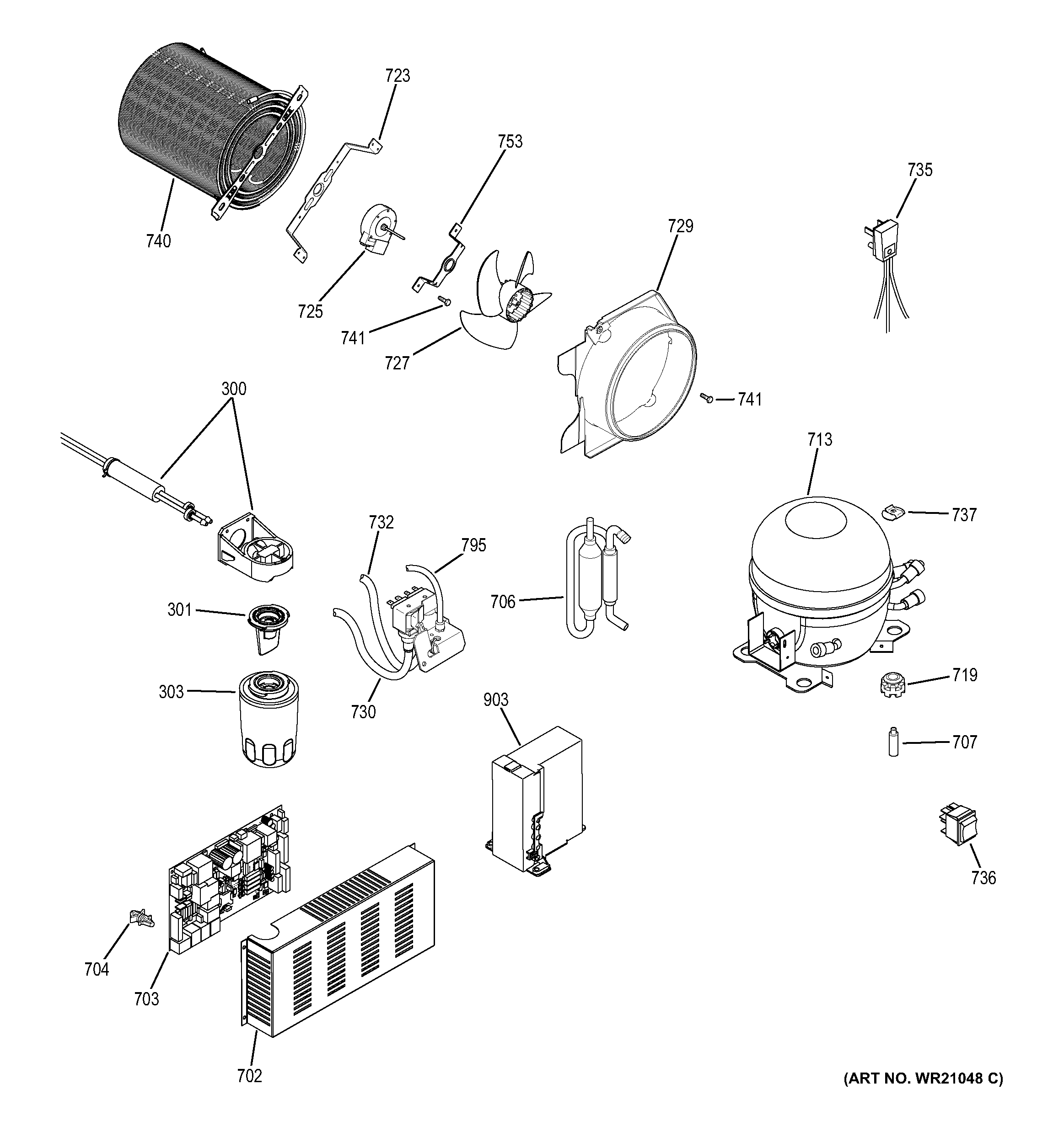 GE ZIPP360NZA machine compartment diagram
