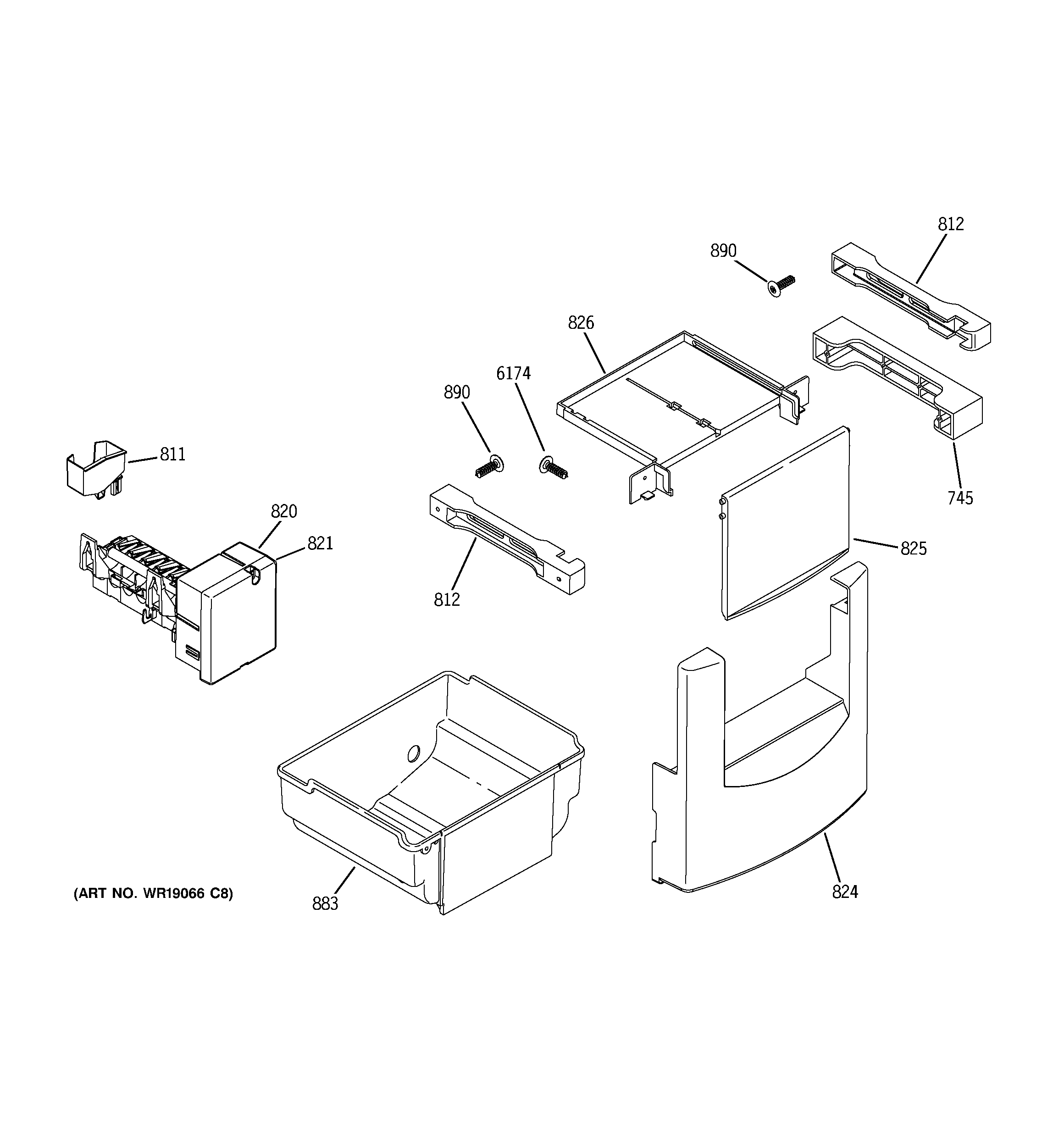 GE ZIS480NXB ice maker & dispenser diagram