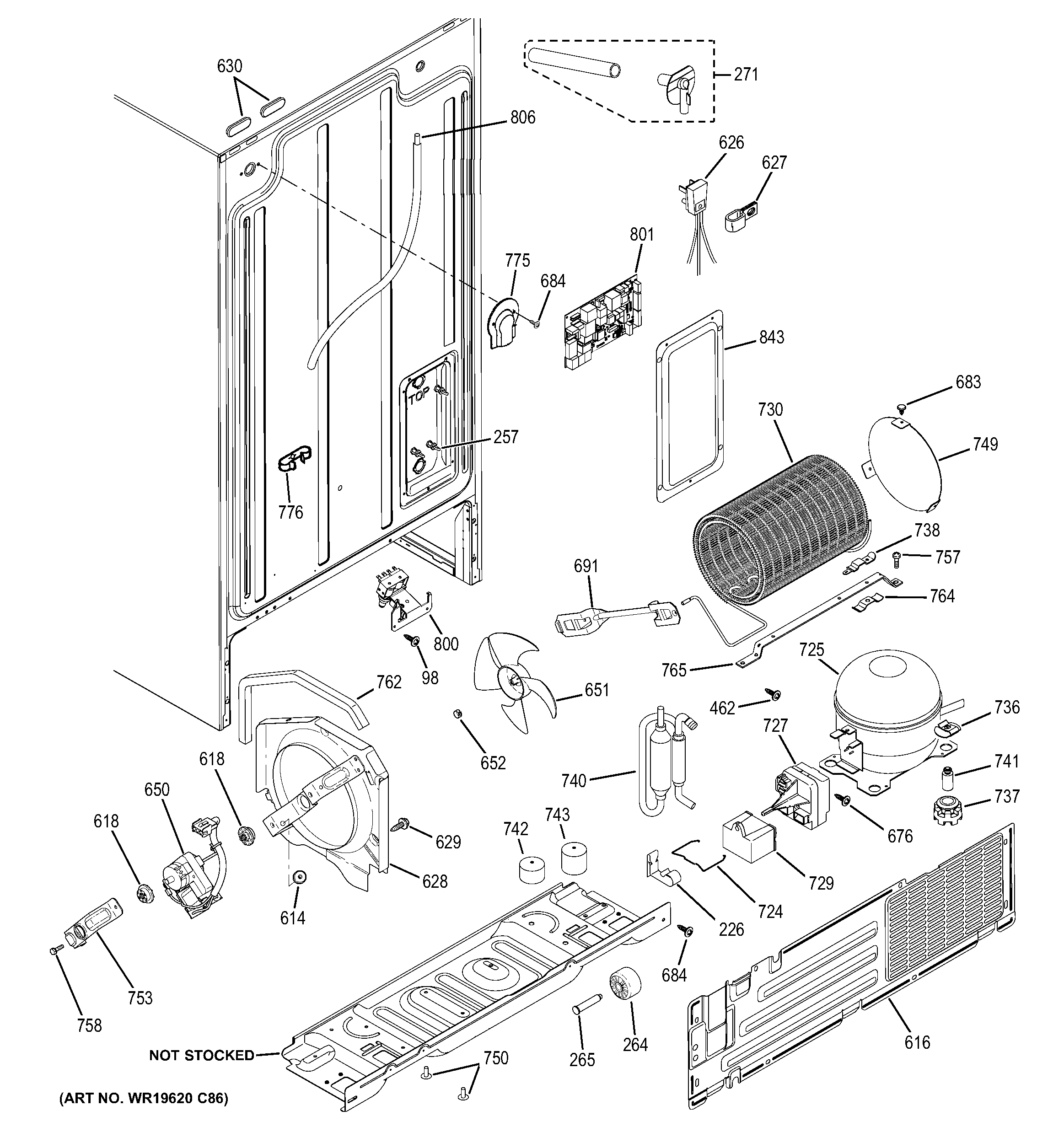GE GSH25JGCCWW machine compartment diagram