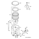 GE GTWN4950D0WS tub, basket & agitator diagram