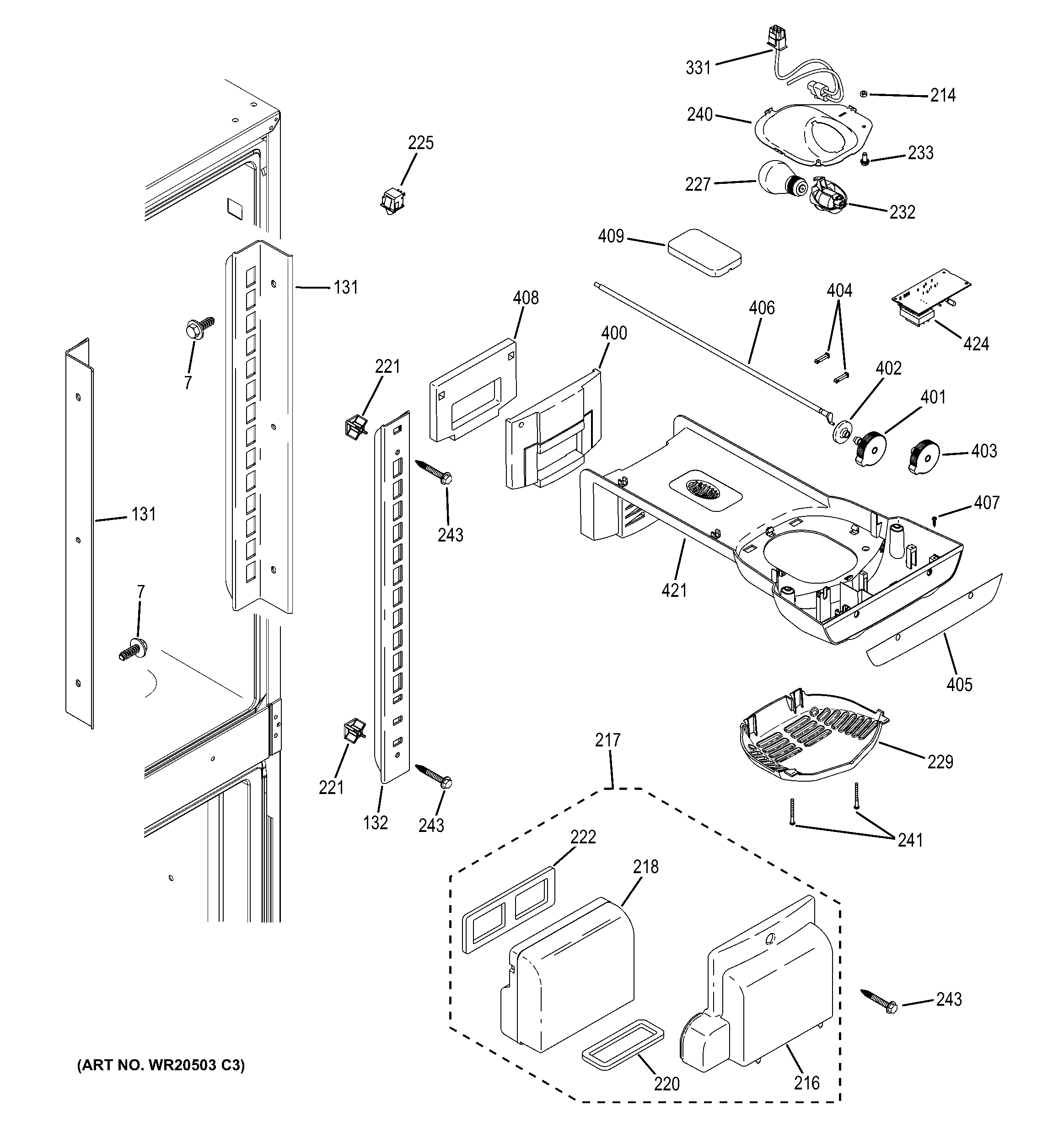 GE GBE20ETEARBB fresh food section diagram