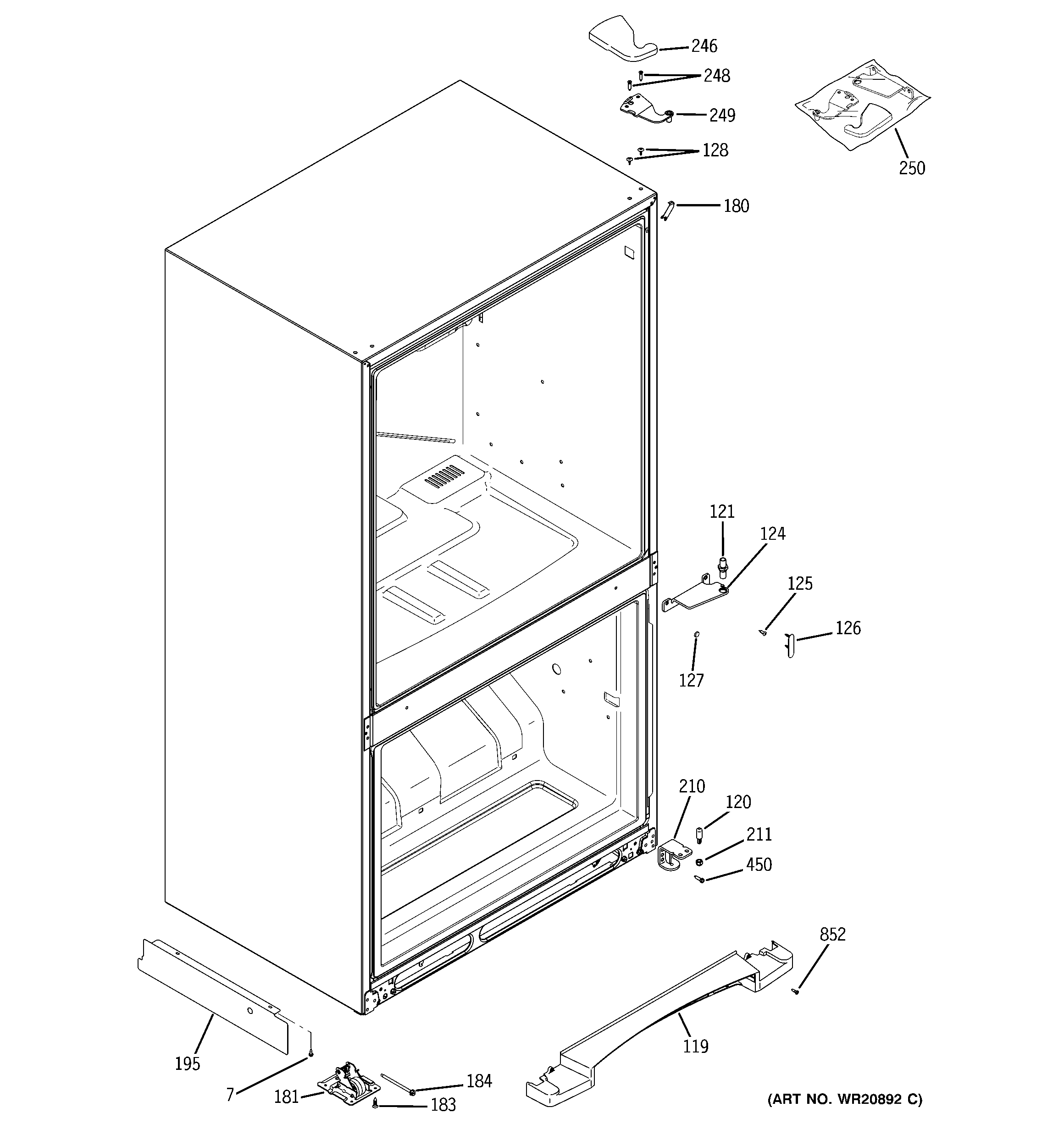 GE GBE20ETEARBB case parts diagram
