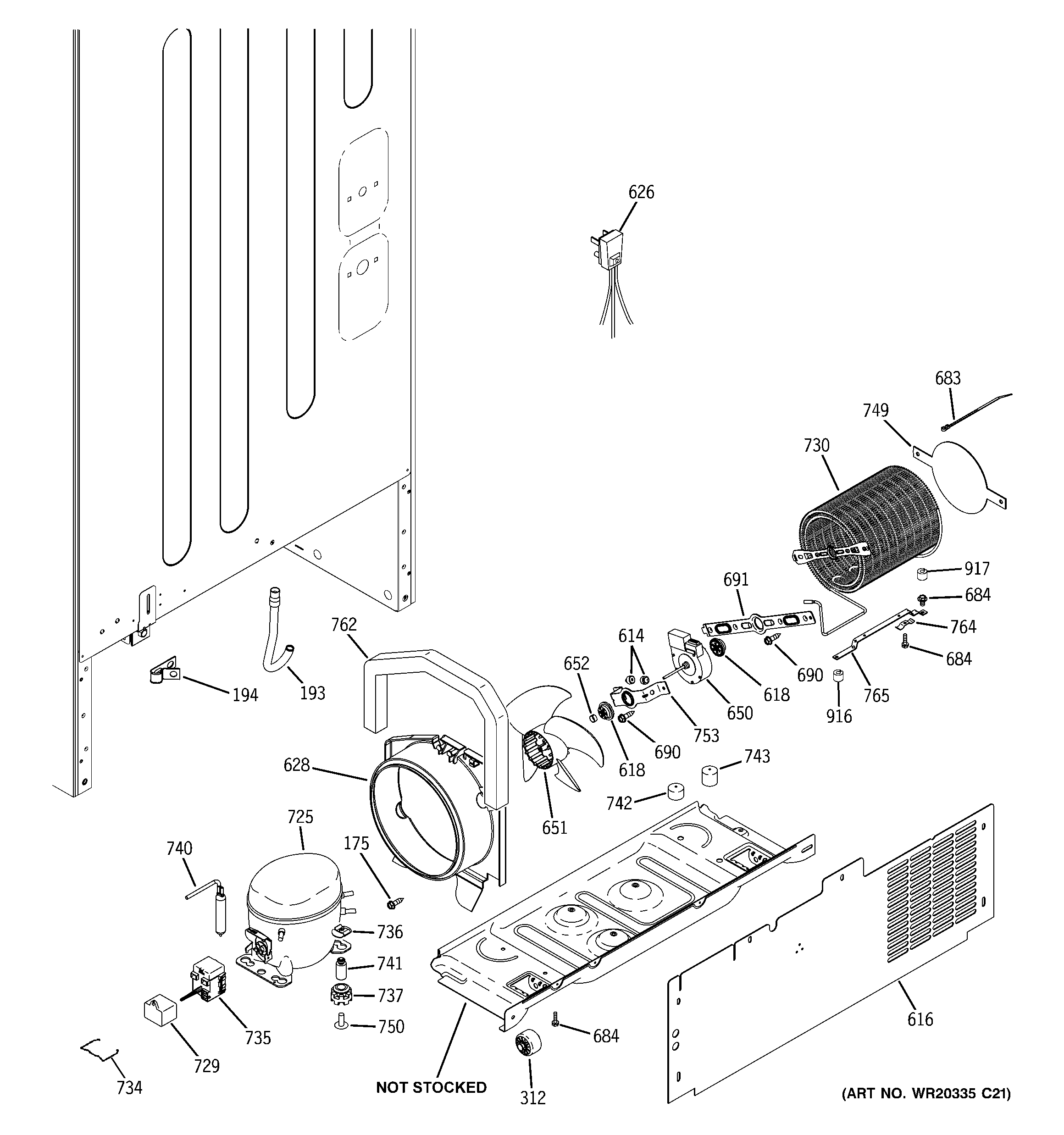 GE GBE20ETEARBB machine compartment diagram