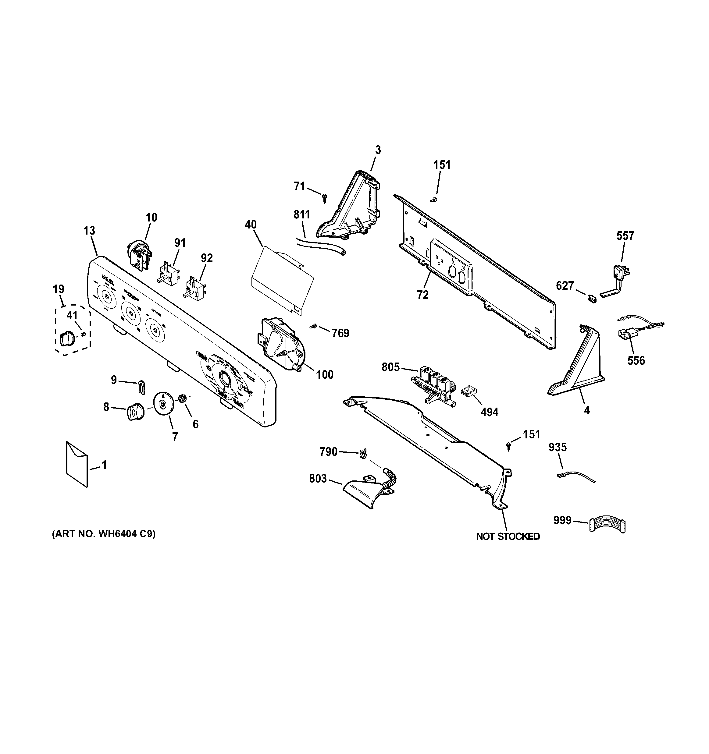 Hotpoint HTWP1400F0WW controls & backsplash diagram