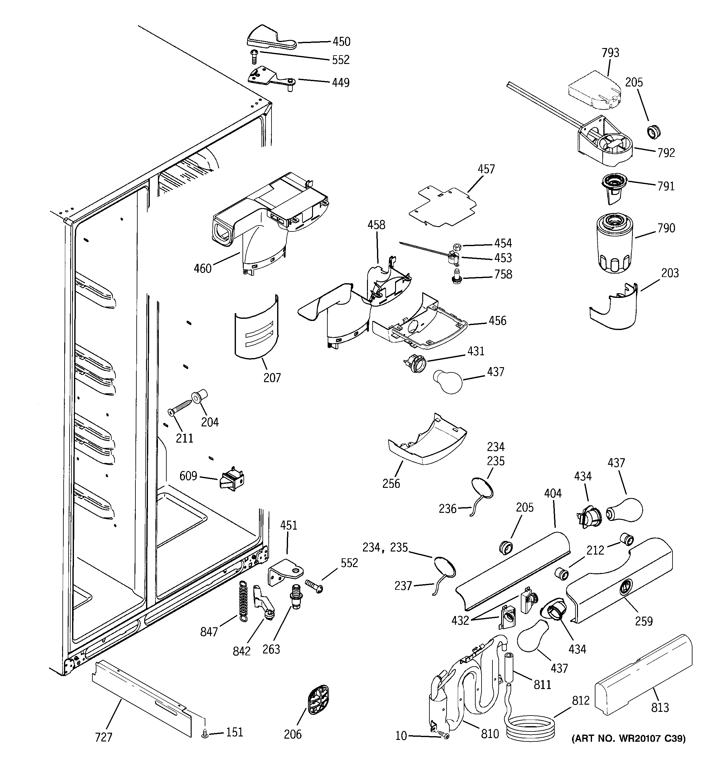 GE GSF26KHWAWW fresh food section diagram