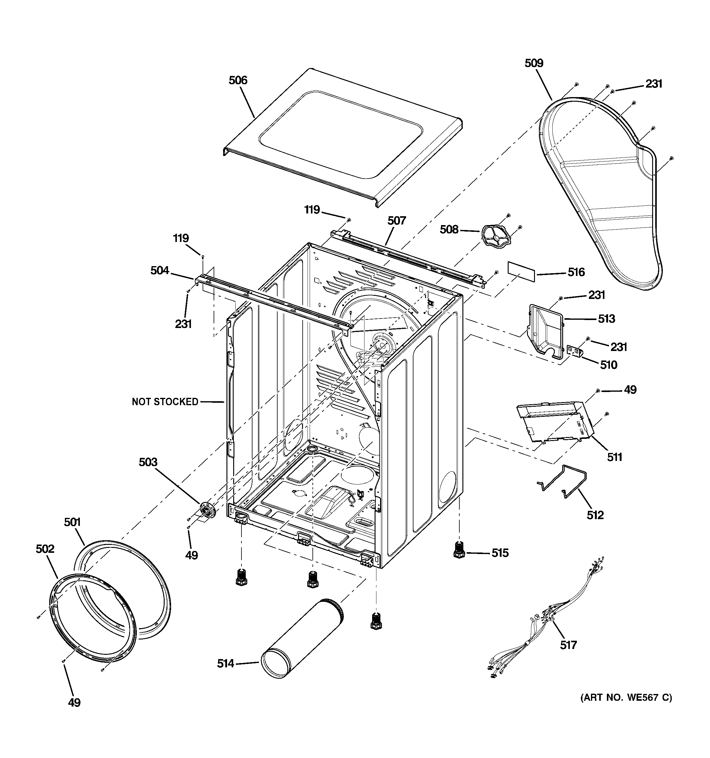 GE DCVH485EK0MS cabinet diagram