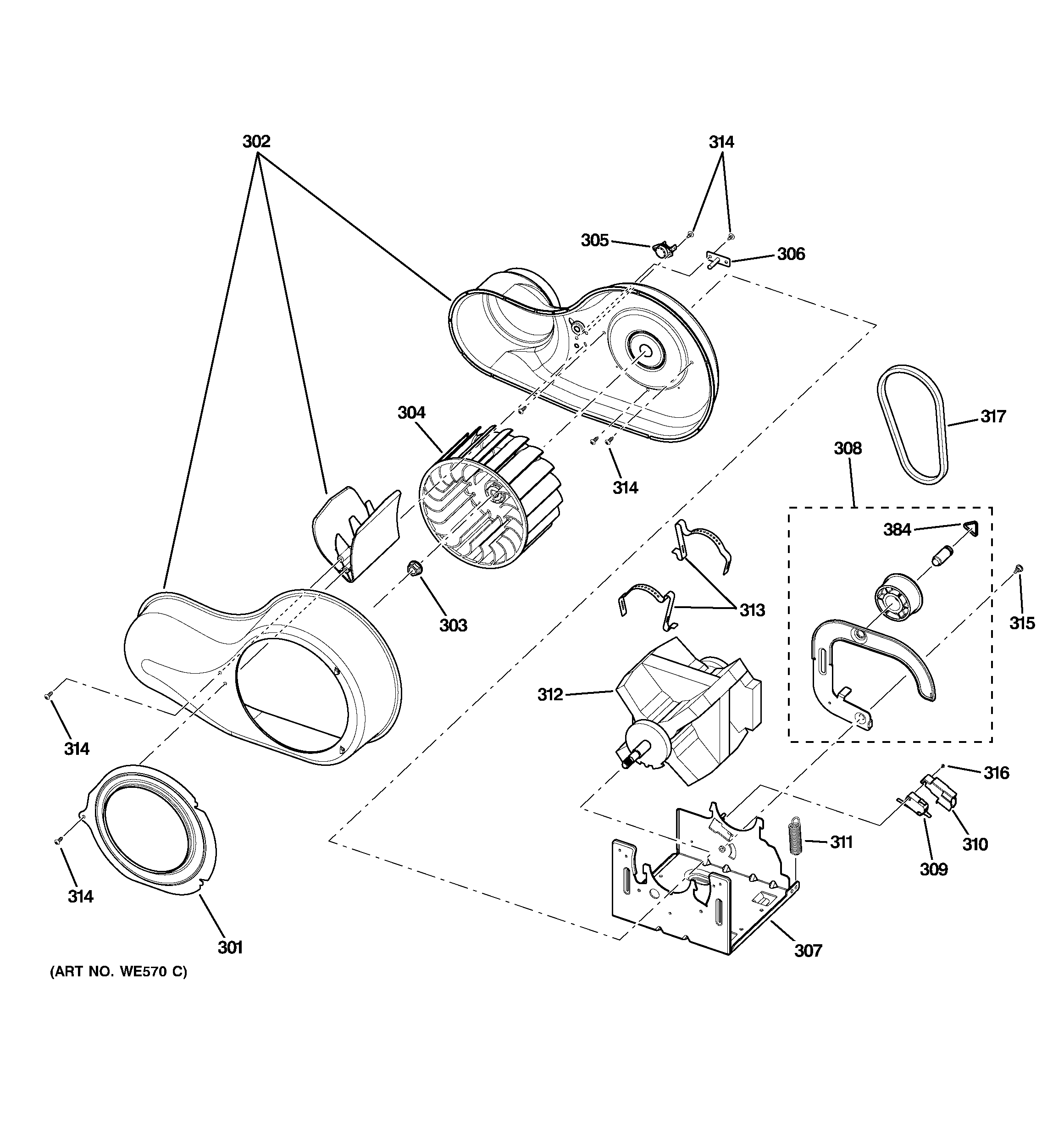 GE DCVH485EK0MS blower & motor diagram