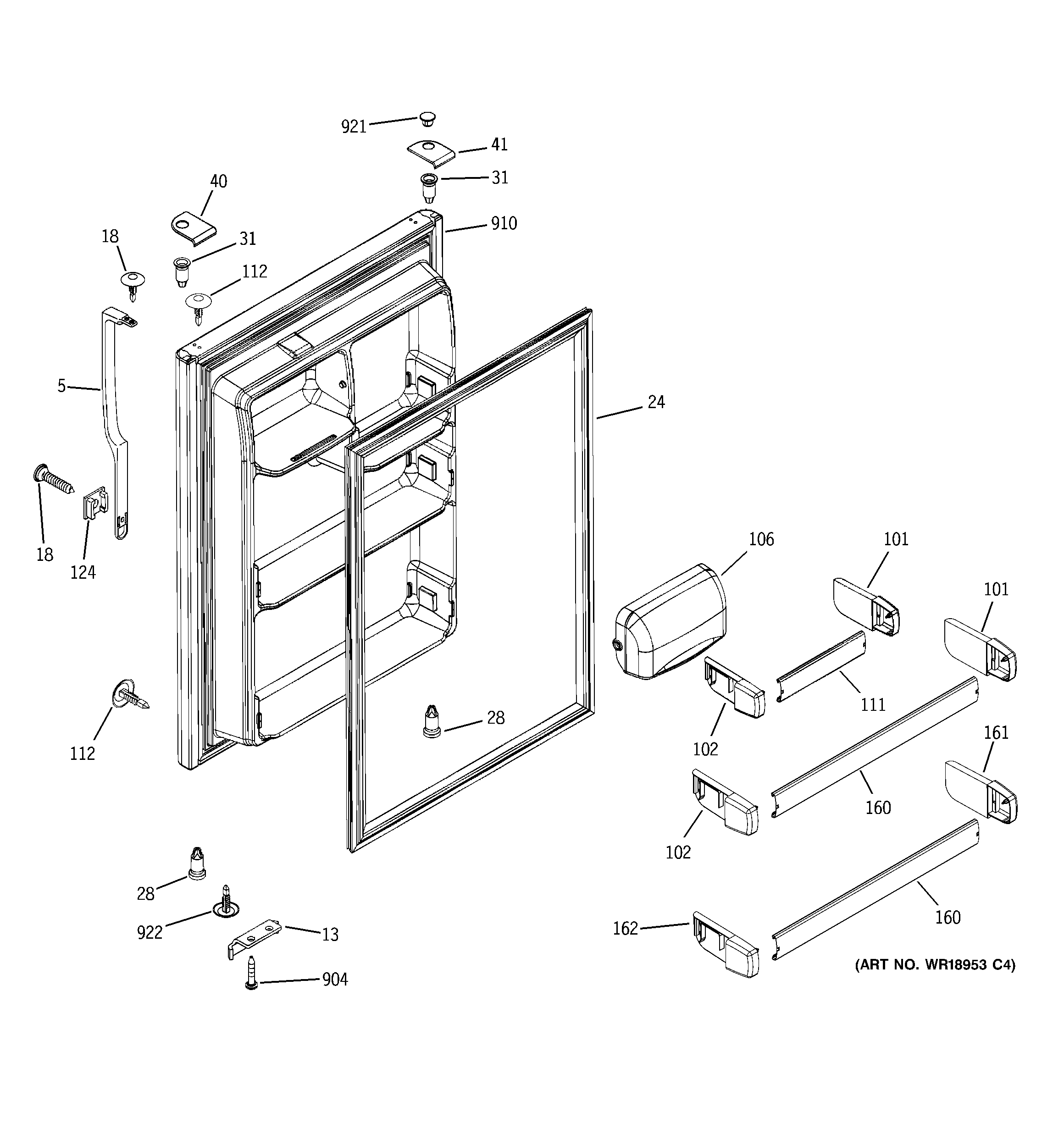 Hotpoint HTS22GBPCRWW fresh food door diagram