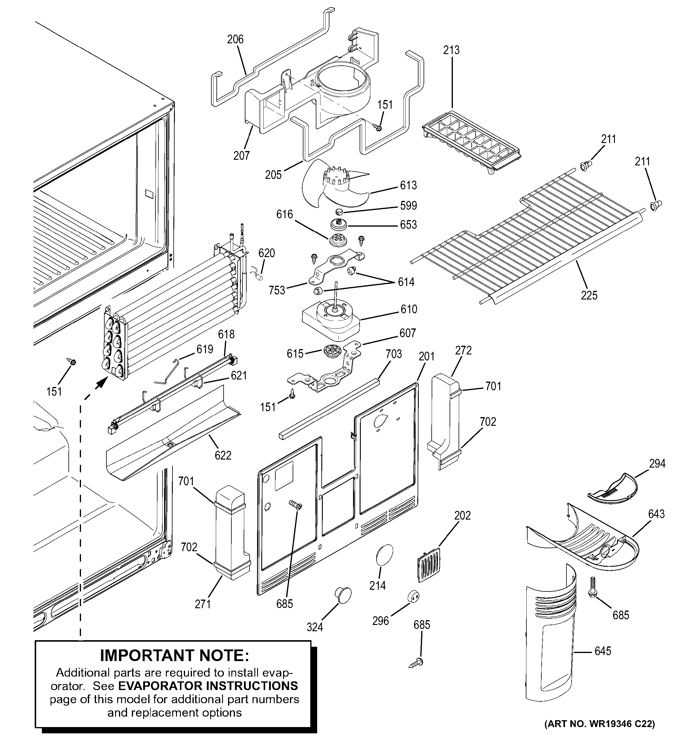 Hotpoint HTS22GBPCRWW freezer section diagram