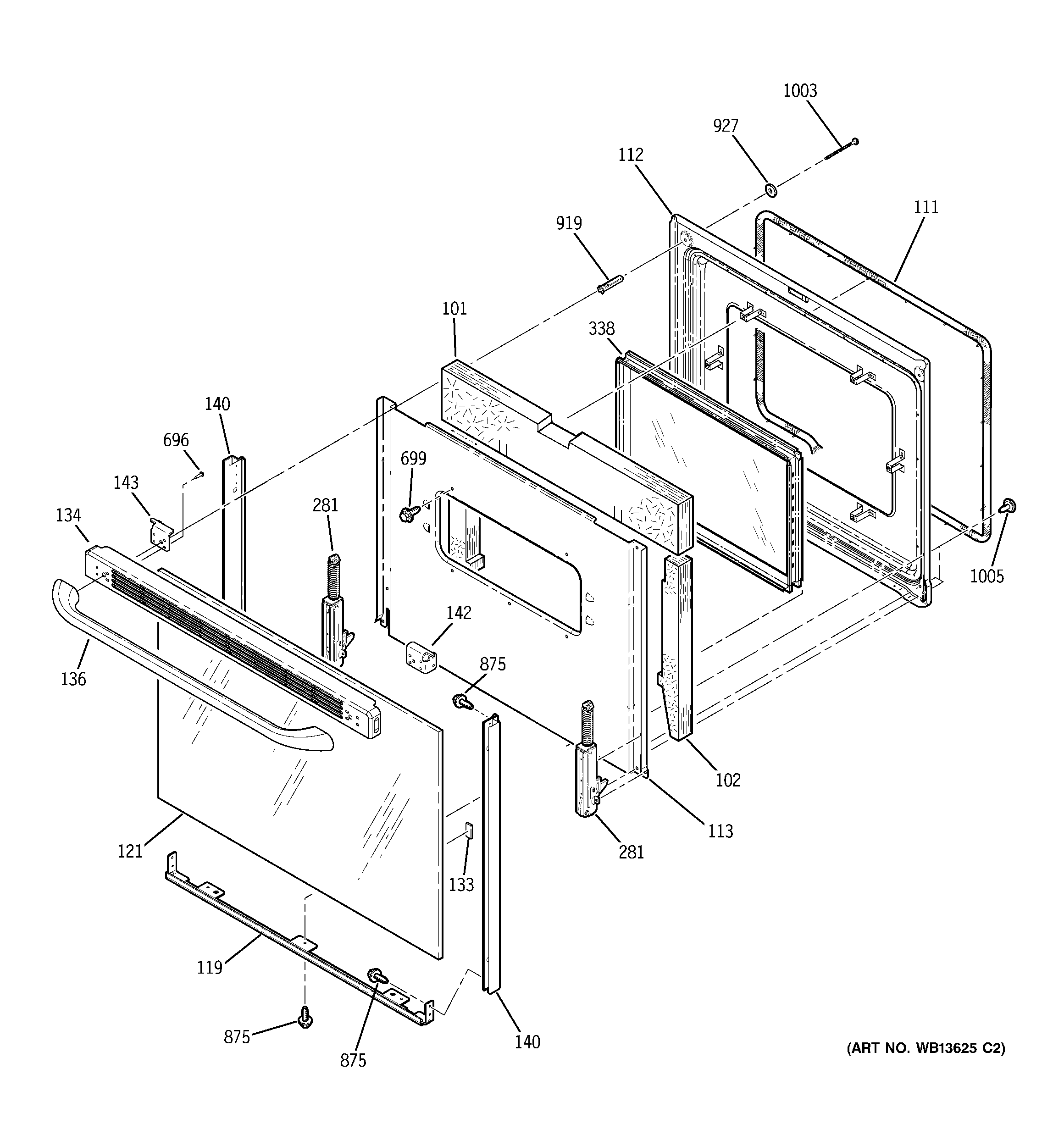 GE JBS55DM1WW door diagram
