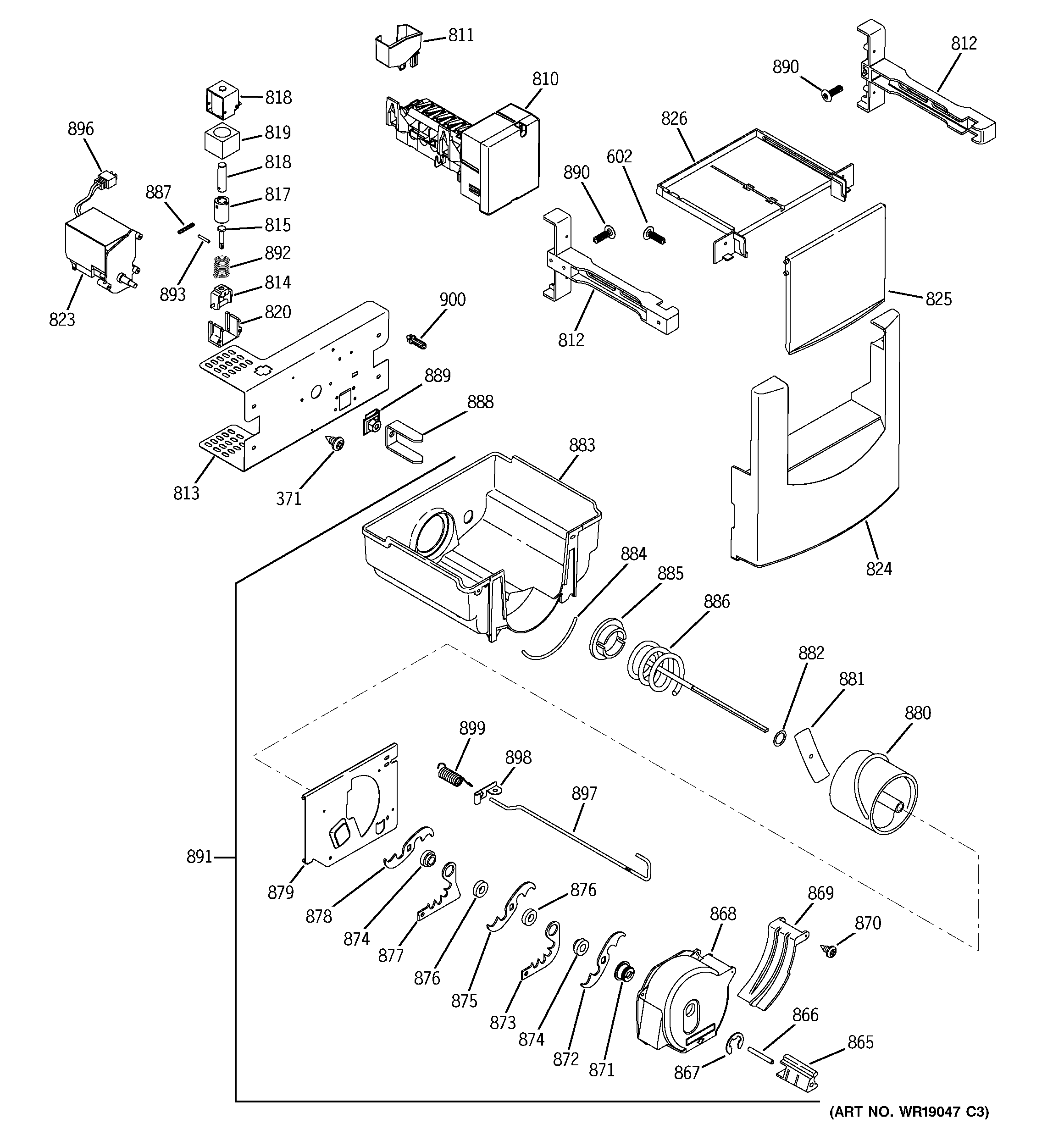 GE ZISS420DMA ice maker & dispenser diagram