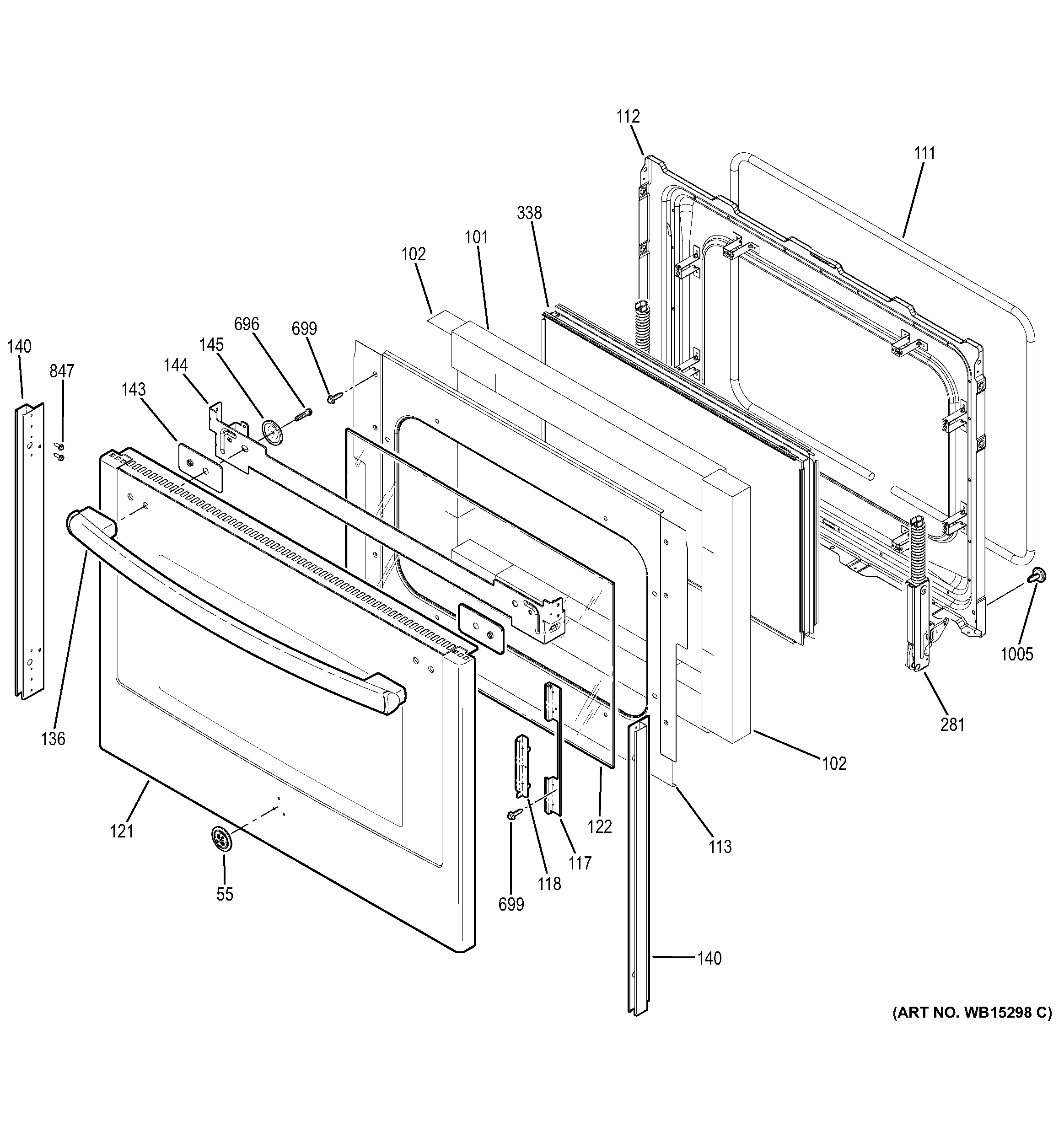 GE PS950SF1SS lower door diagram