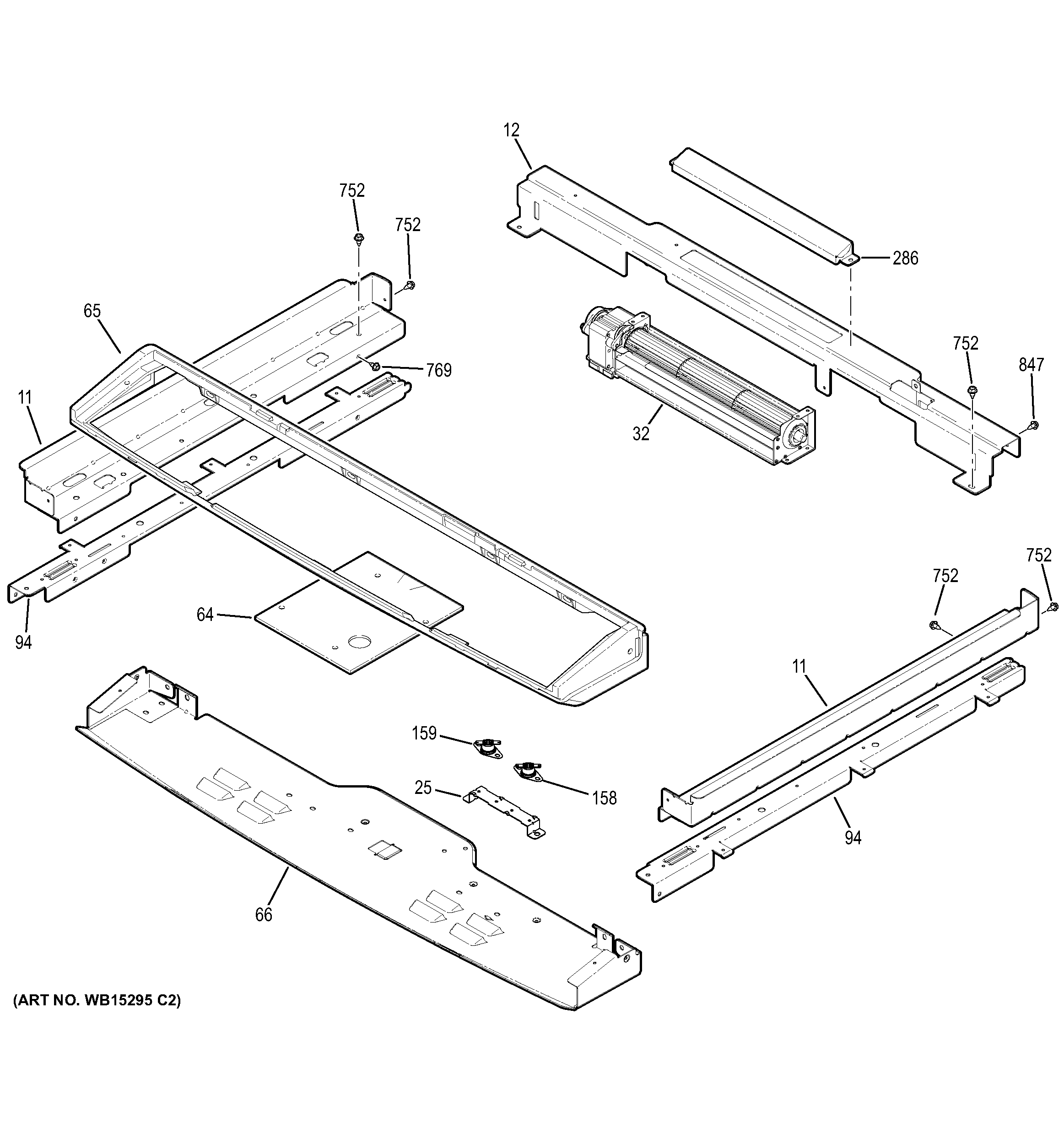 GE PS950SF1SS cooling fan diagram