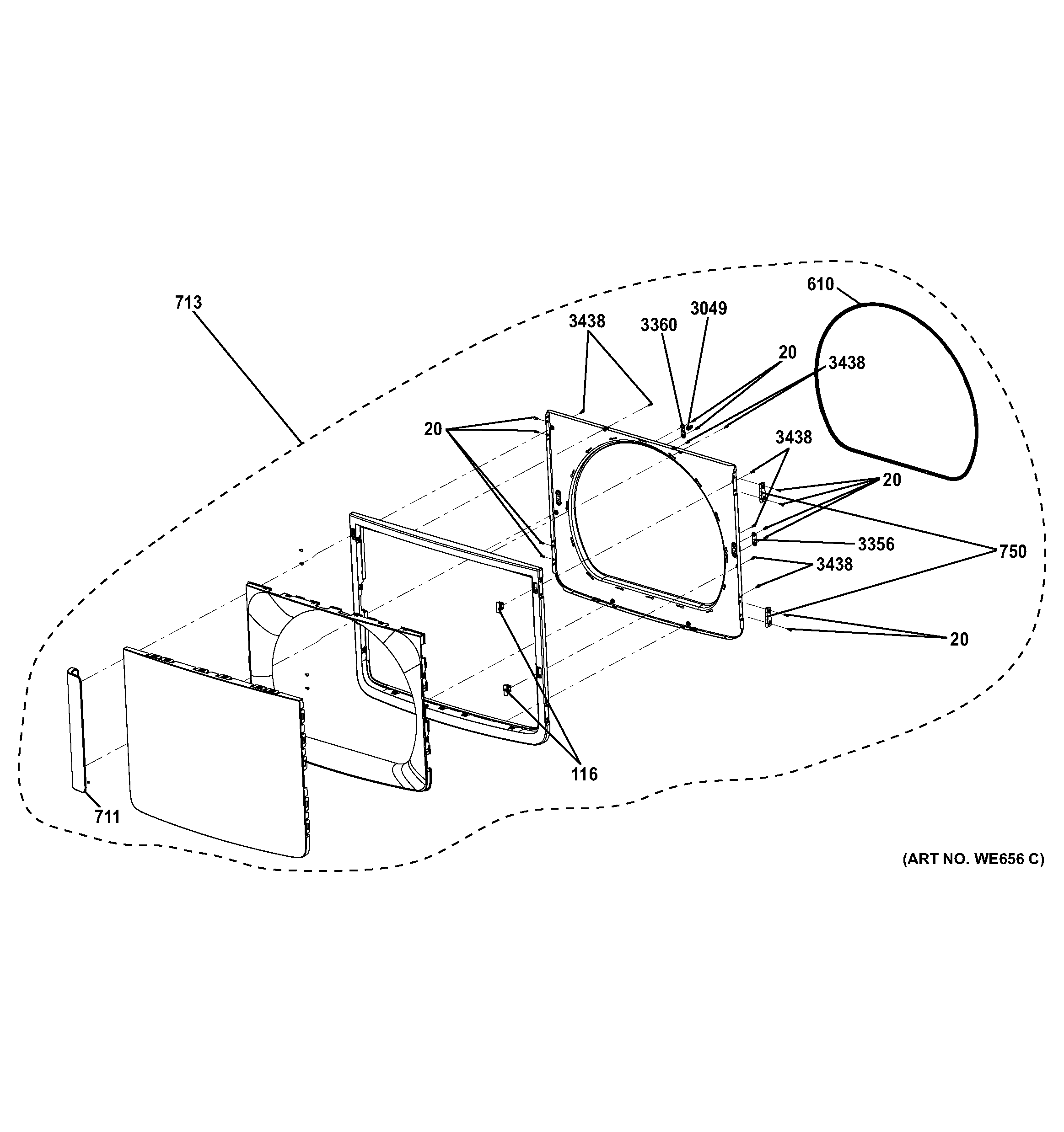 GE GTDS850GD1WS door assembly diagram