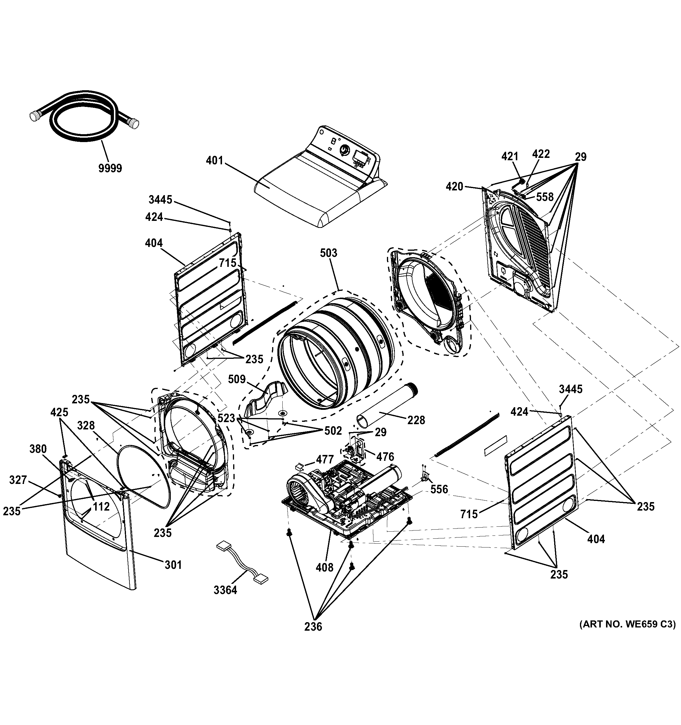 GE GTDS850GD1WS cabinet diagram