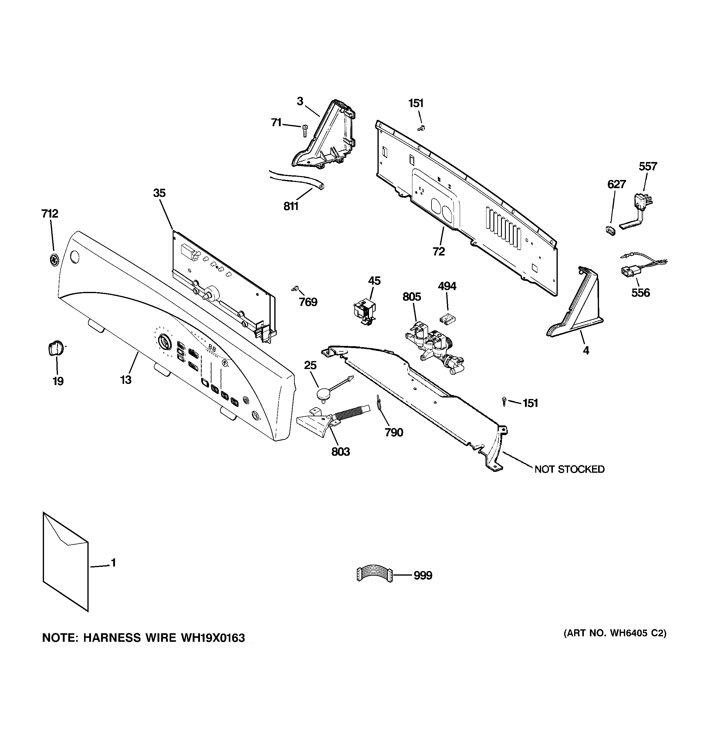 GE GLWN5550D1WW controls & backsplash diagram