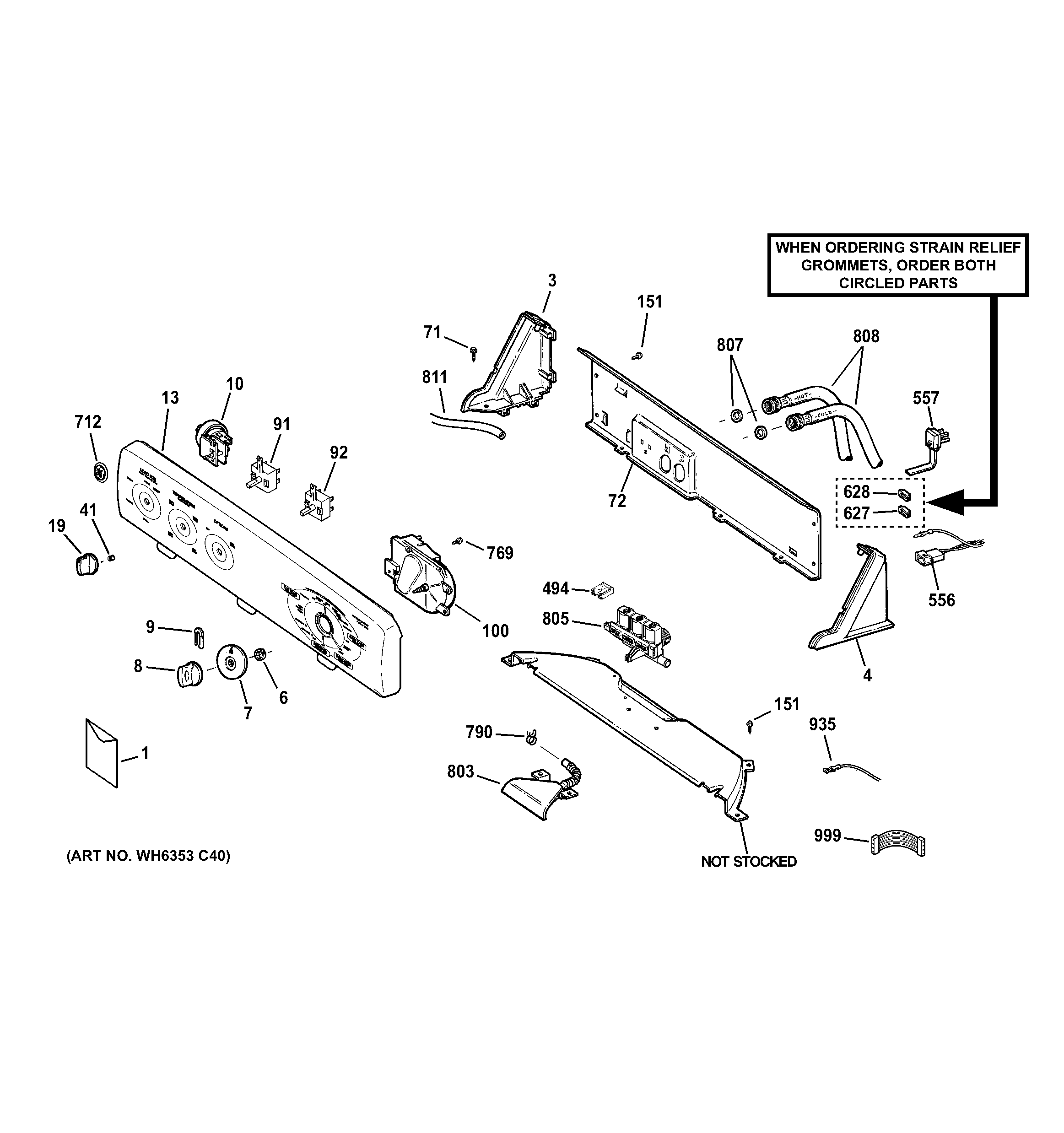 GE GCAP1800D1WW controls & backsplash diagram