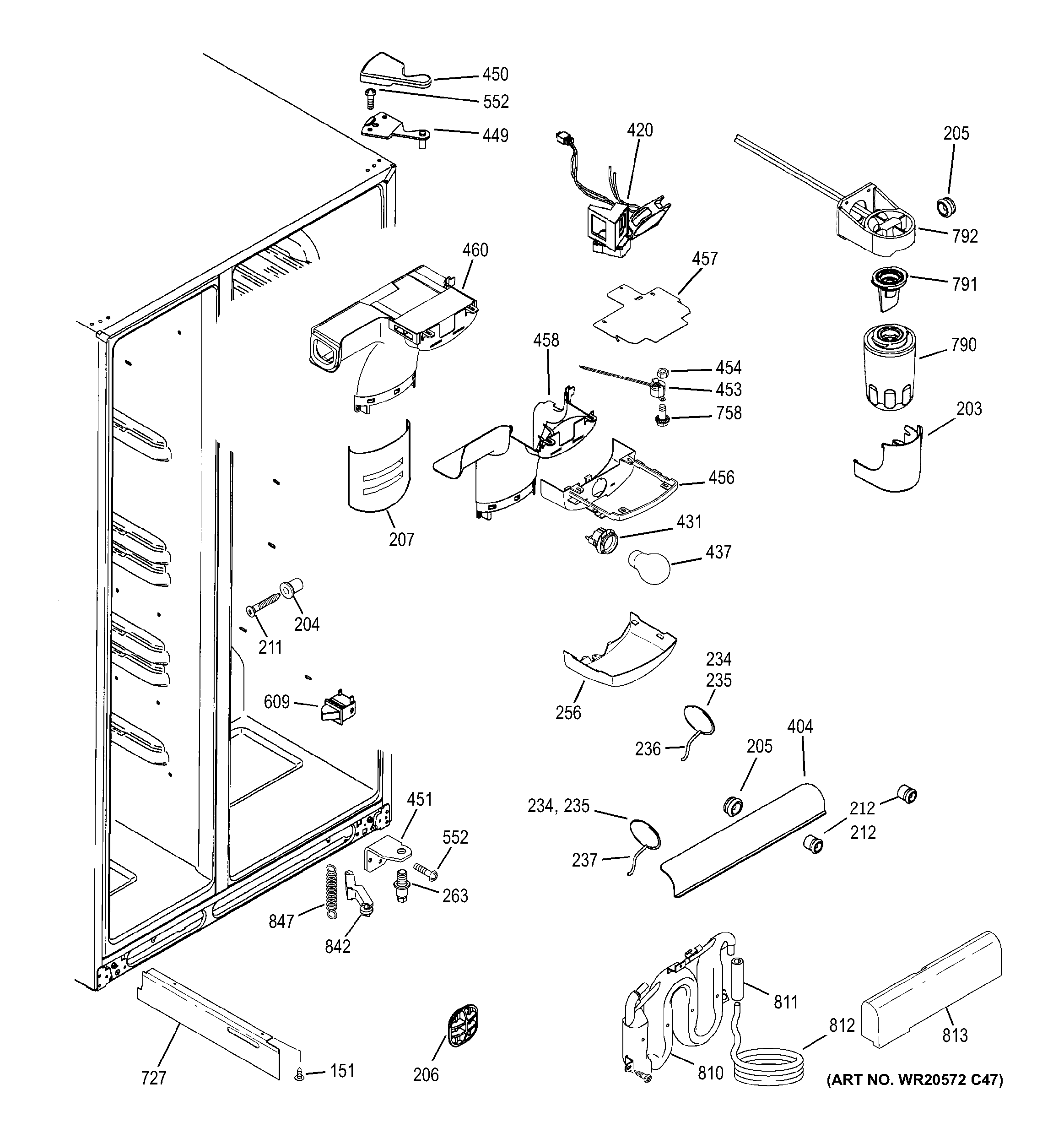 GE GCE23LGTBFAV fresh food section diagram