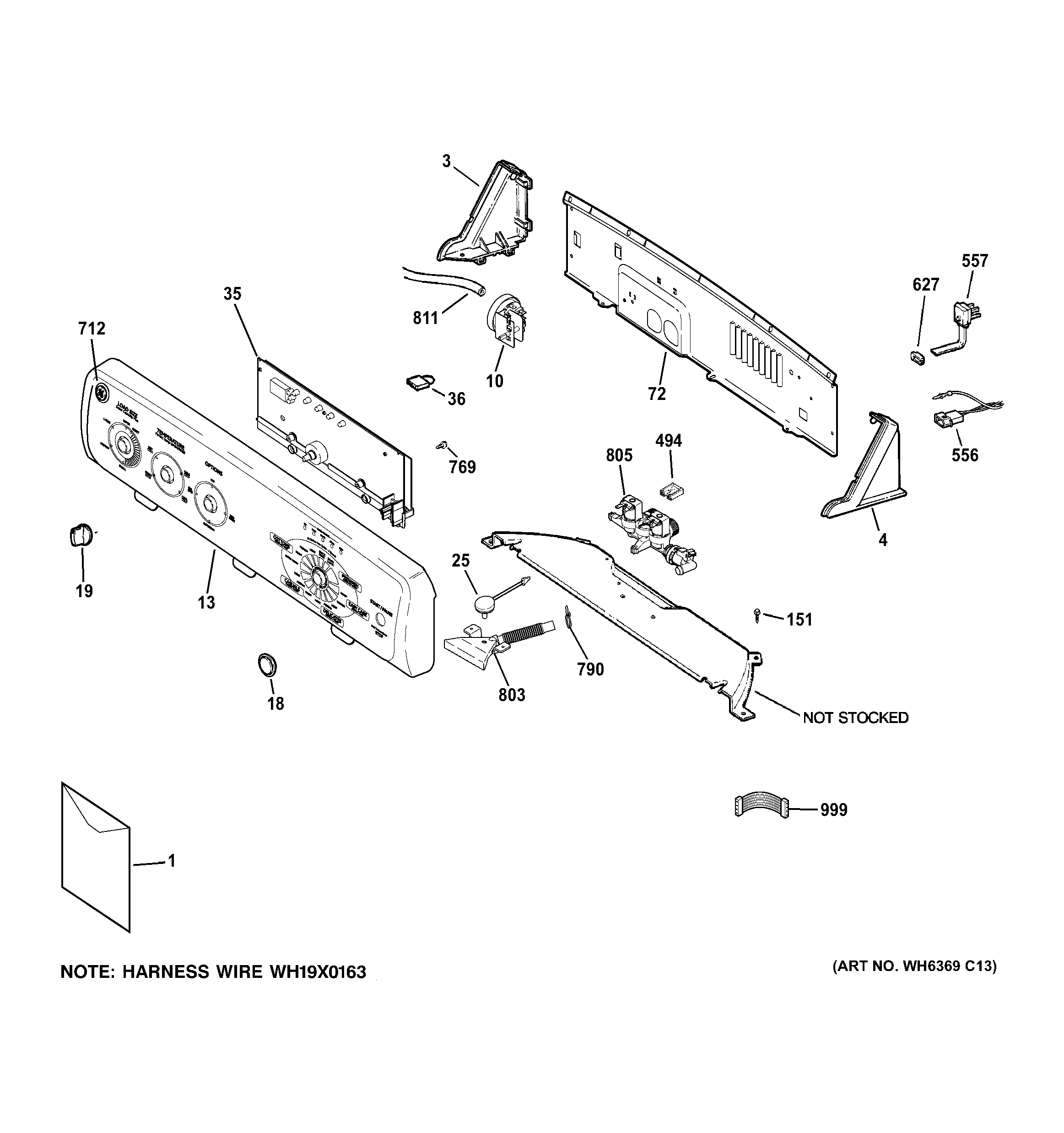 GE GMAN4250F1WS controls & backsplash diagram