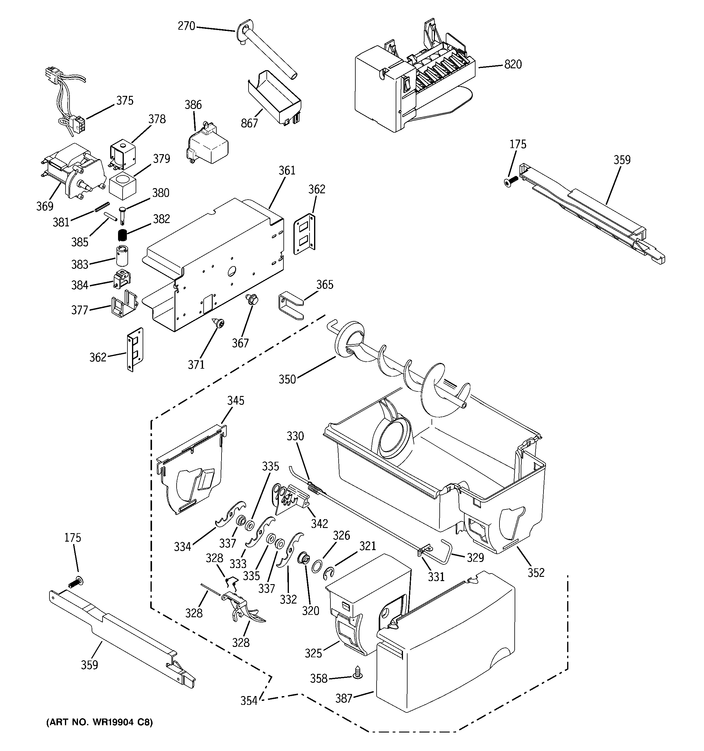 GE GSS25KSTASS ice maker & dispenser diagram