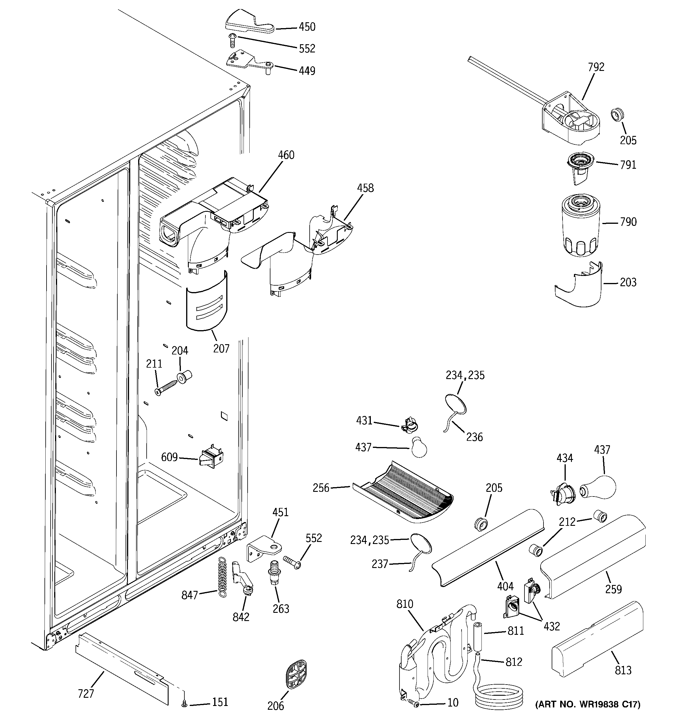 GE GSS25KSTASS fresh food section diagram