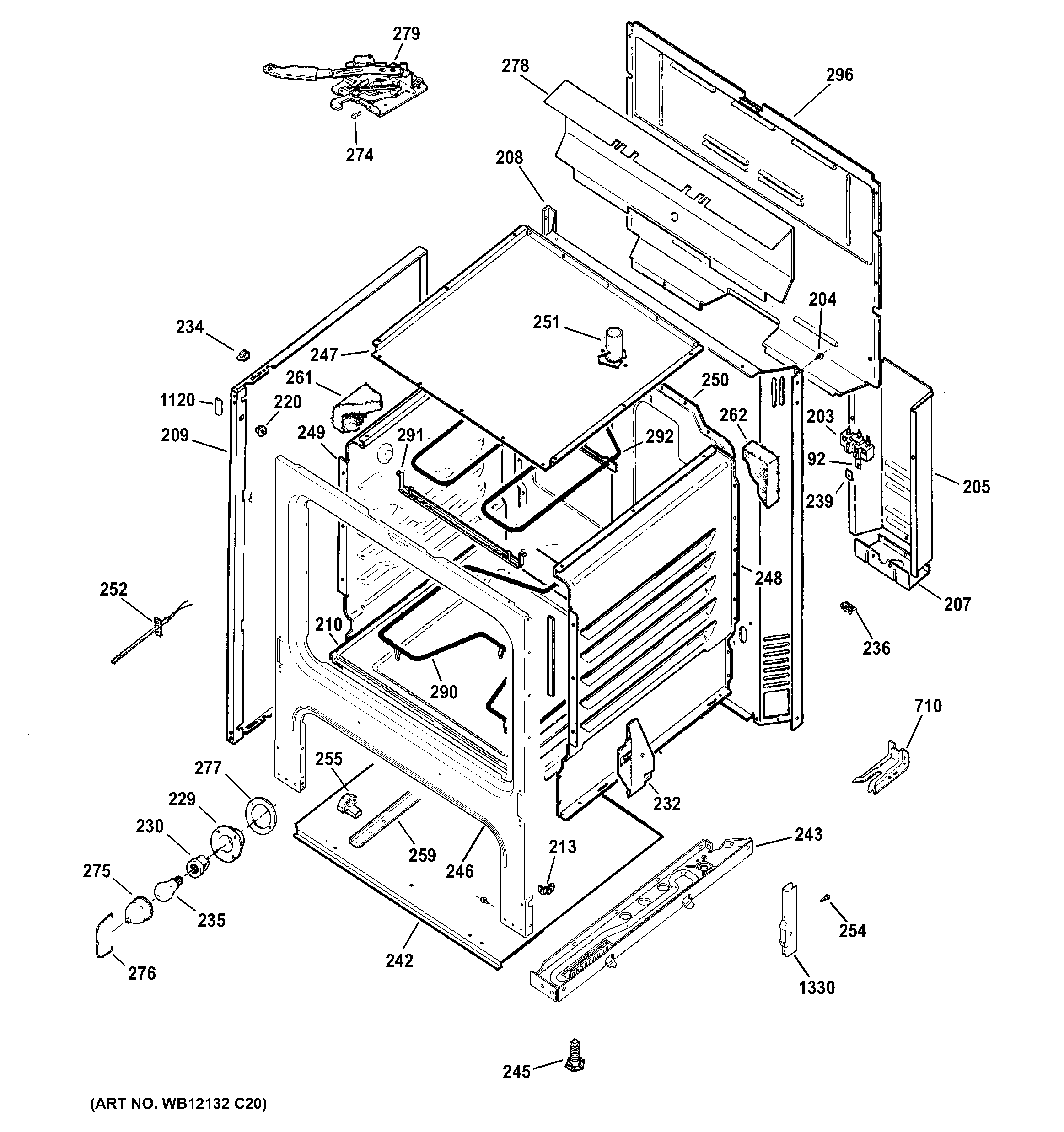 GE JB255DJ1BB body parts diagram