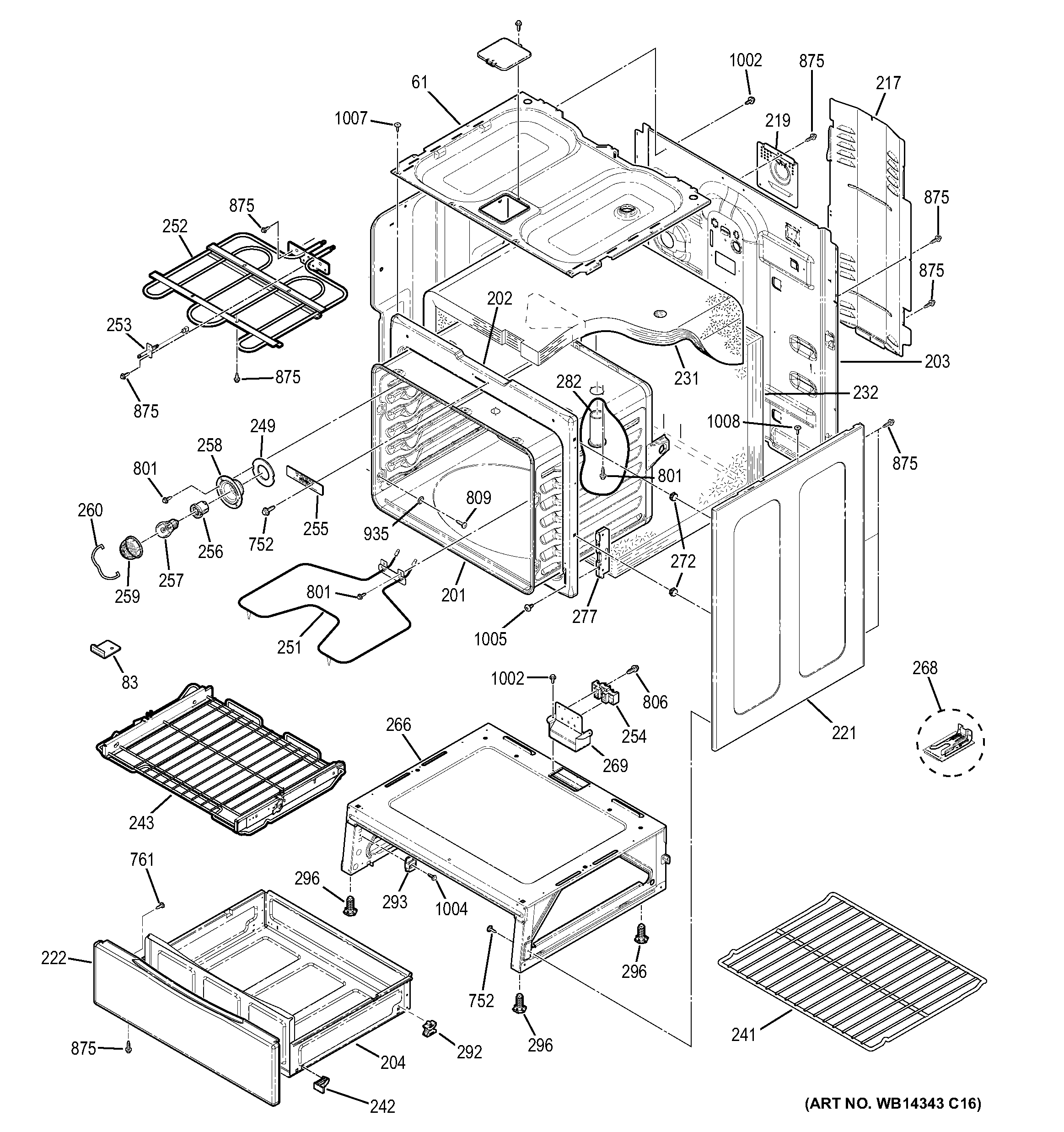 GE JB350DF4CC body parts diagram