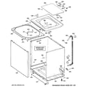 GE GTWN5650D1WW cabinet, cover & front panel diagram