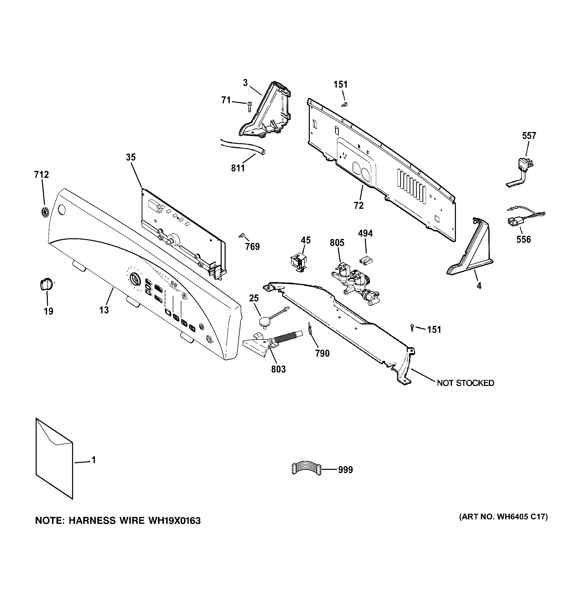 GE GTWN5650F1WS controls & backsplash diagram