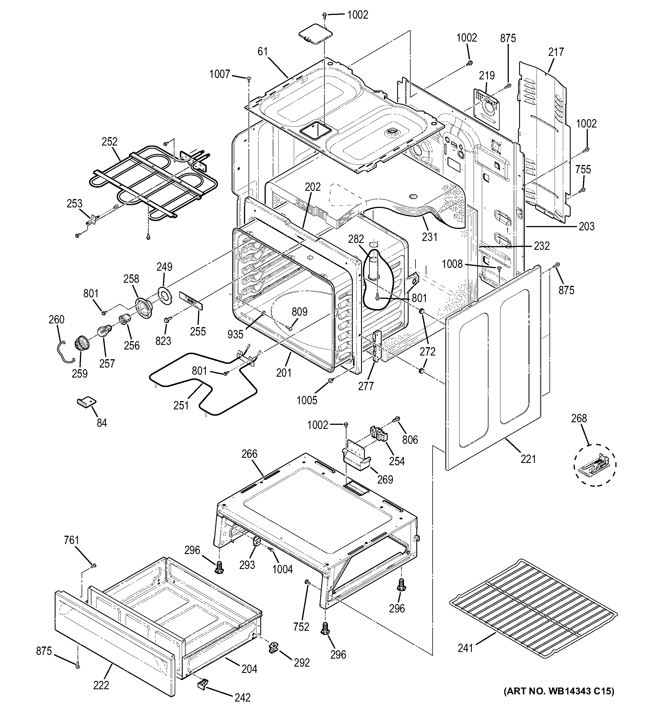 GE JB250DF4CC body parts diagram