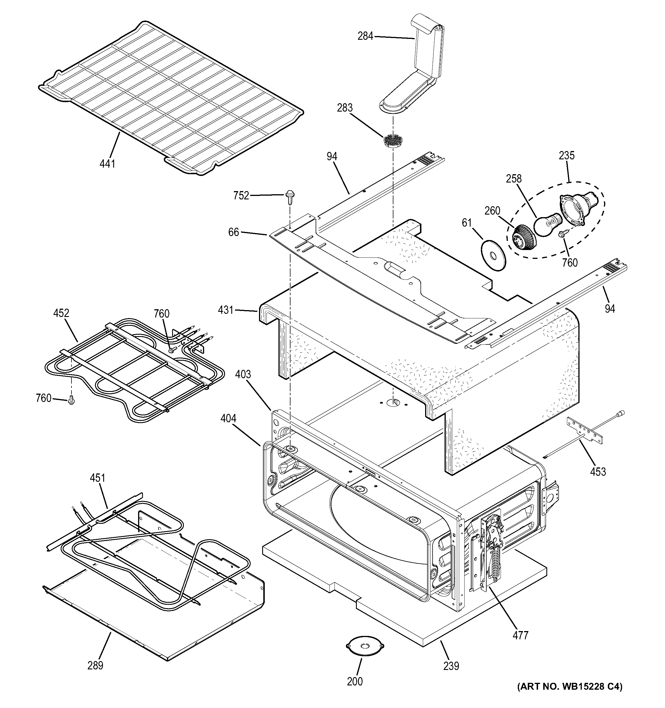GE JB870TF4WW upper oven diagram