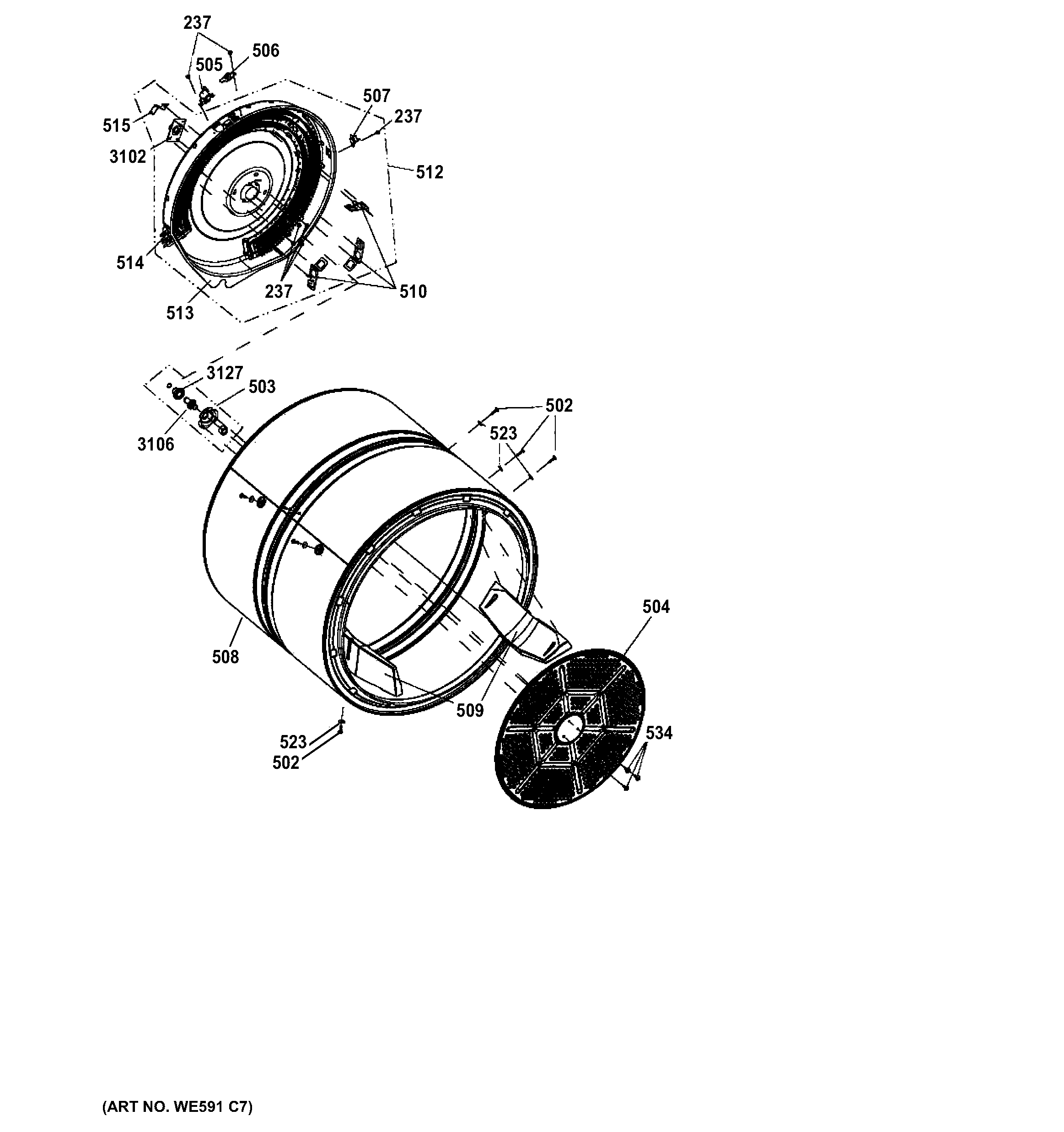 GE GFDN110ED3WW drum diagram