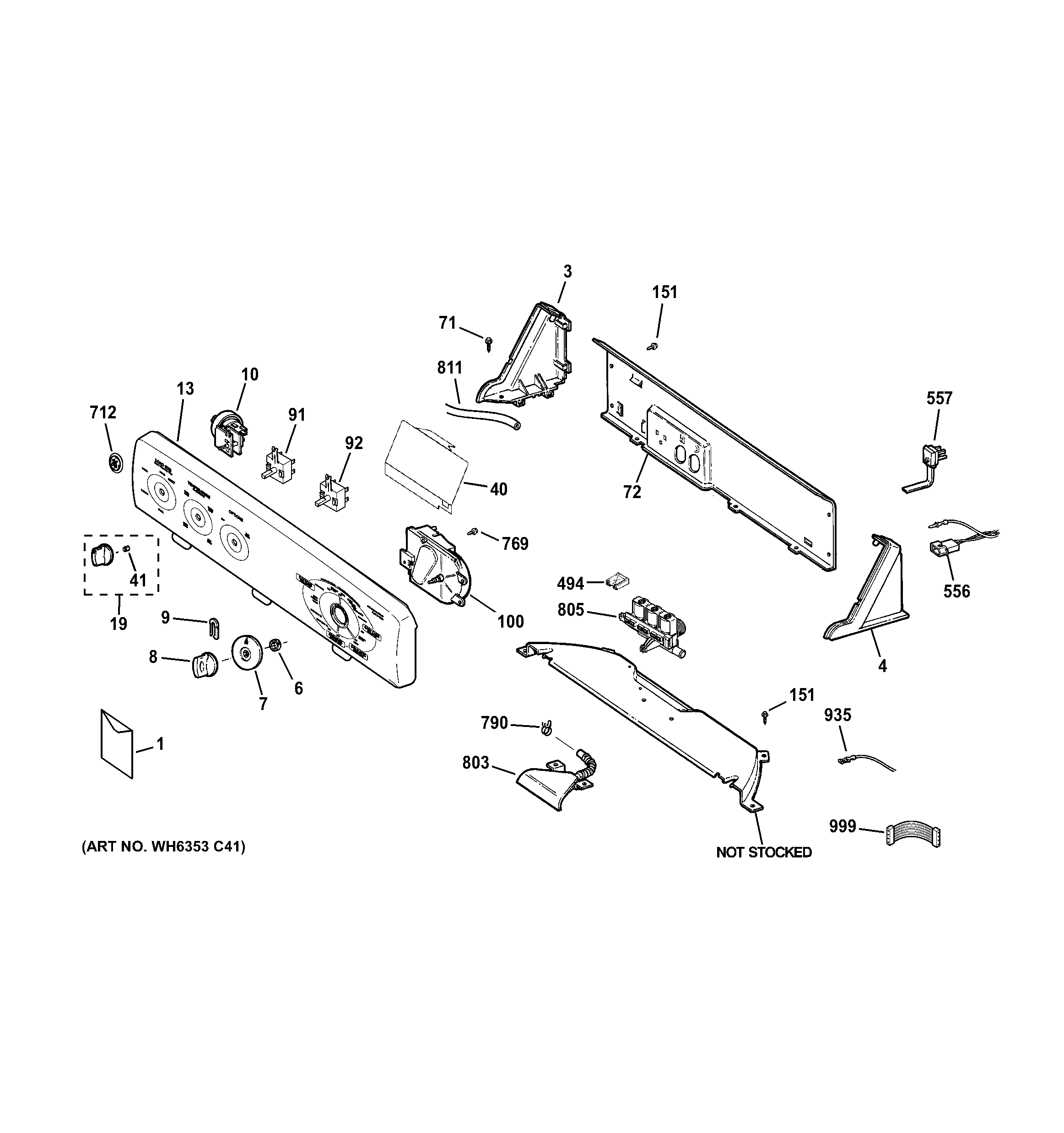 GE GLWN2800D2WS controls & backsplash diagram