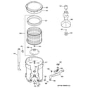 GE GLWN2800D2WS tub, basket & agitator diagram