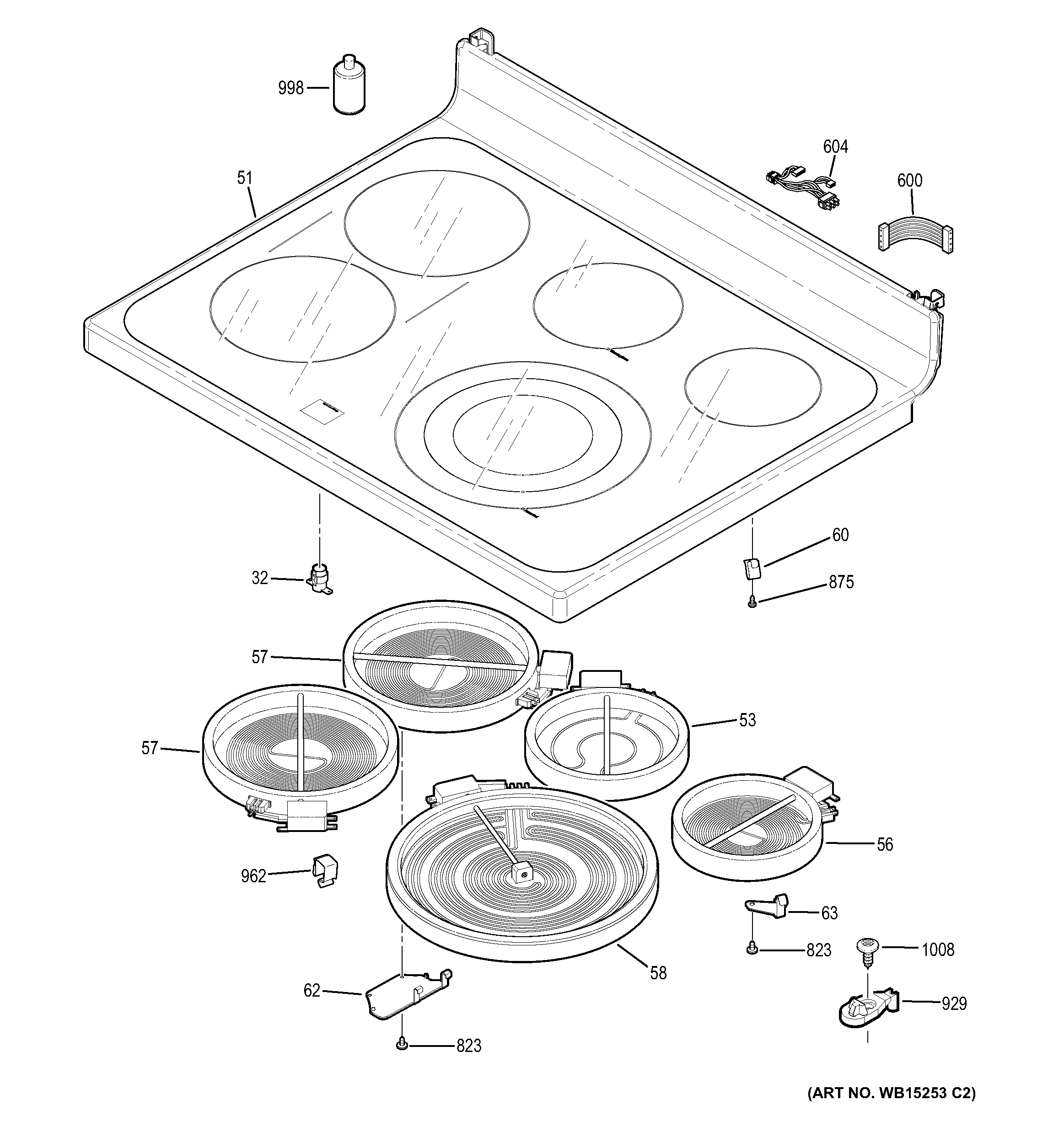 GE JB750EF4ES cooktop diagram