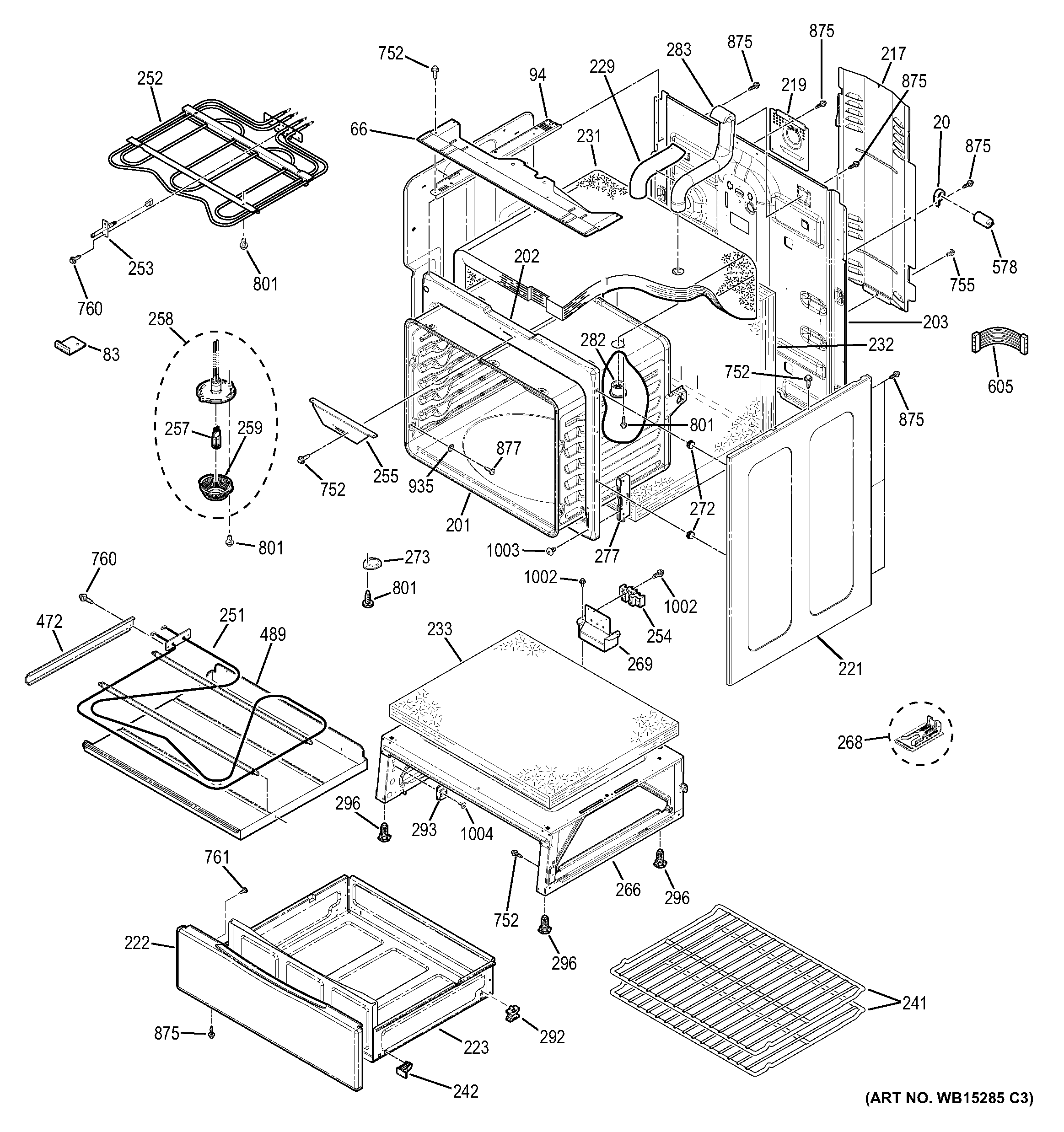 GE JB750EF4ES body parts diagram