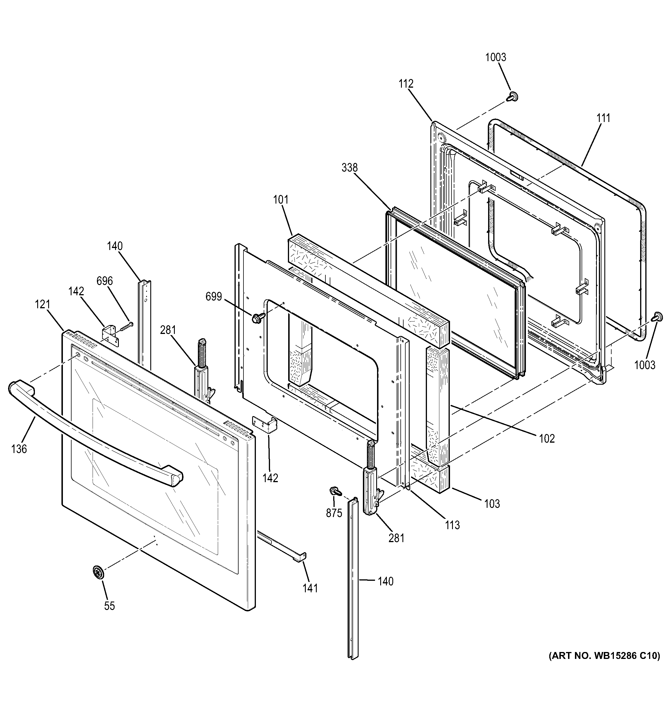 GE JB750EF4ES door diagram
