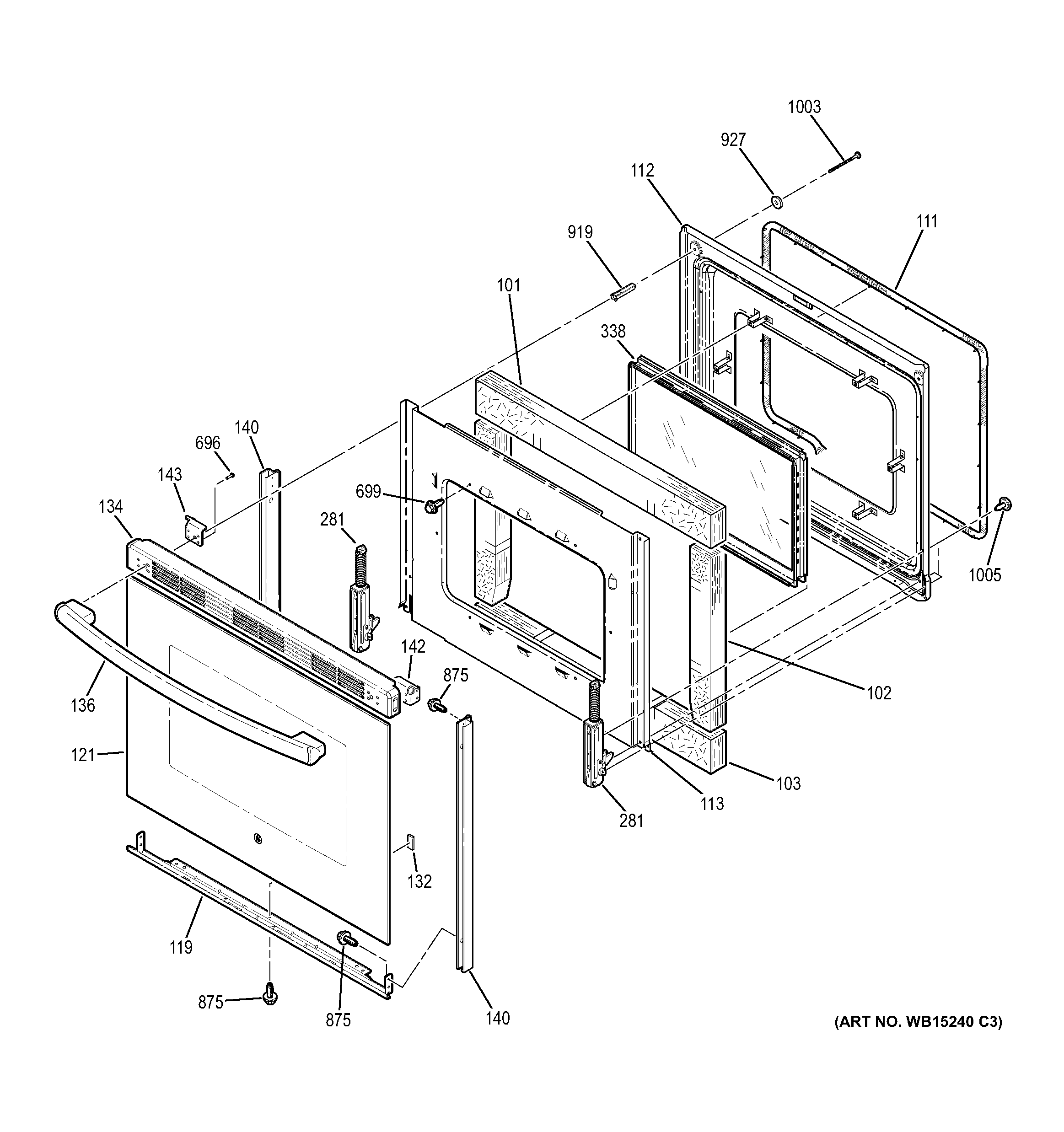 GE JB640DF5CC door diagram