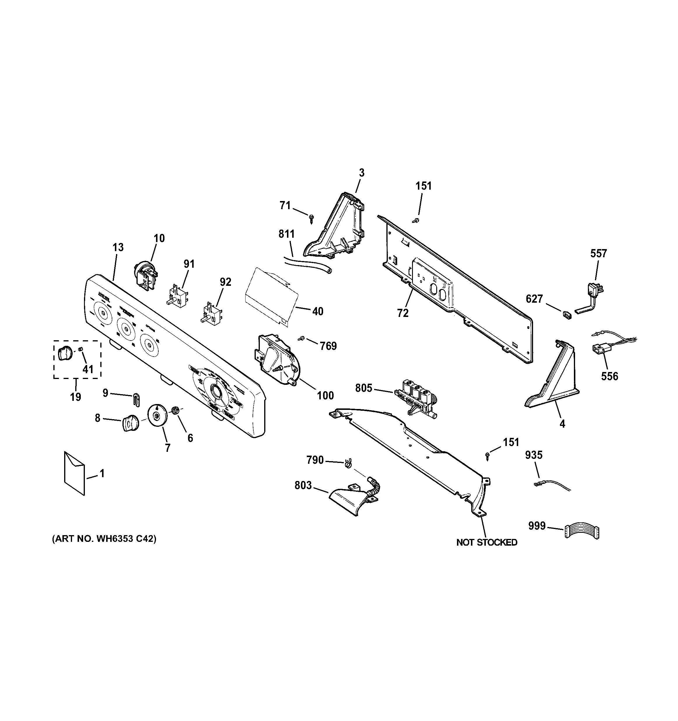 Hotpoint MTAP1100F2WW controls & backsplash diagram