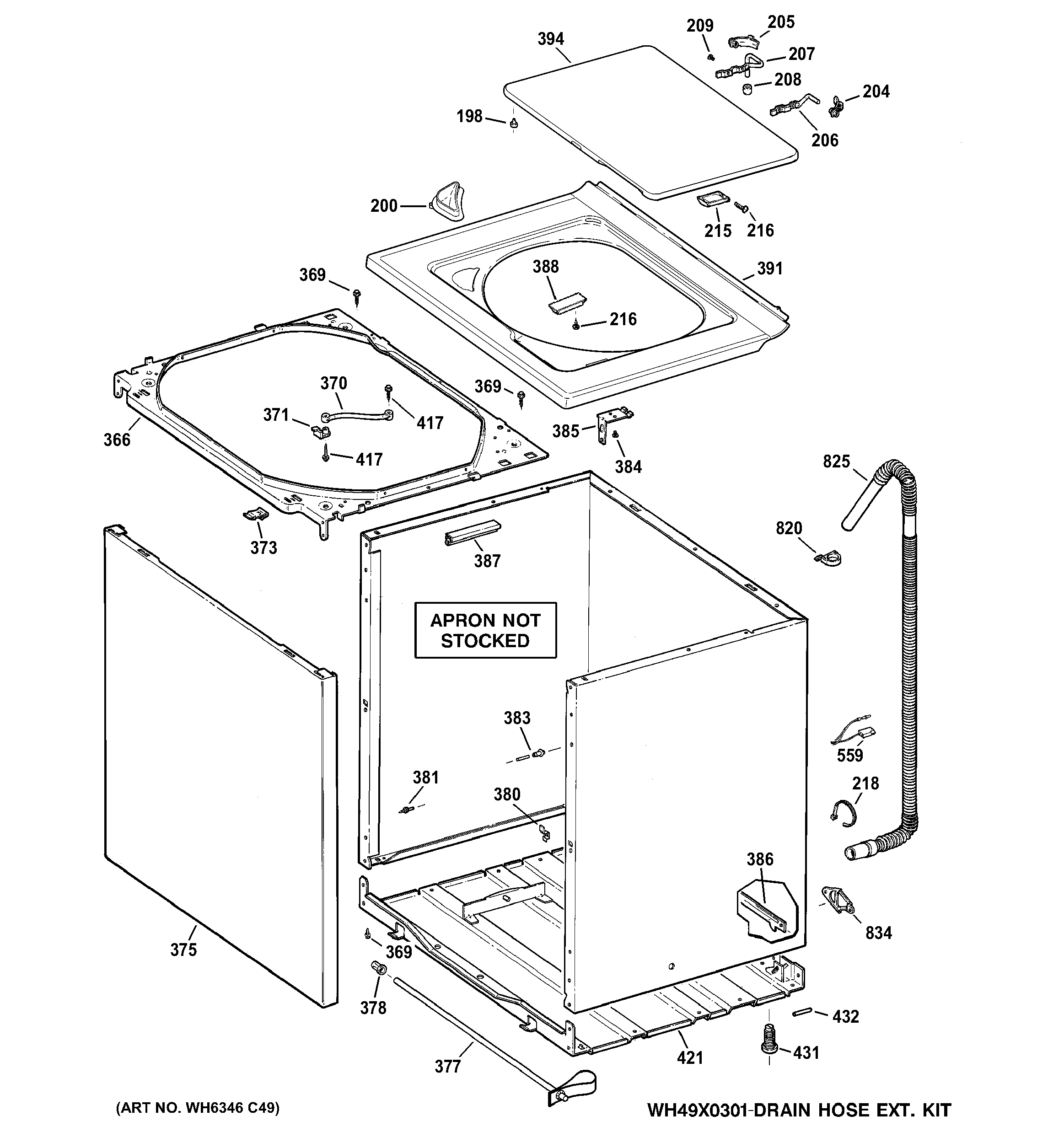 Hotpoint MTAP1100F2WW cabinet, cover & front panel diagram