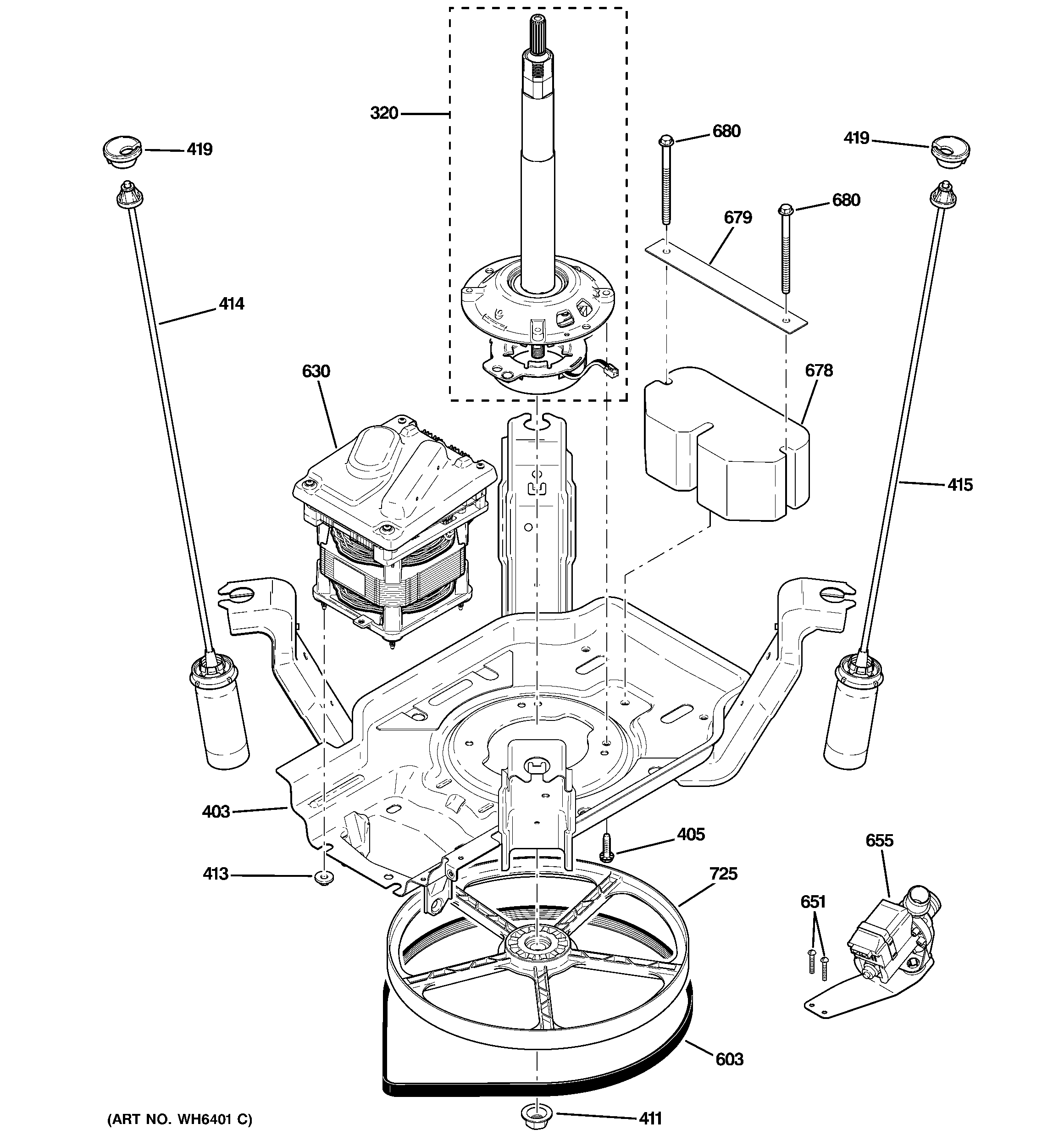 Hotpoint MTAP1100F2WW suspension, pump & drive components diagram